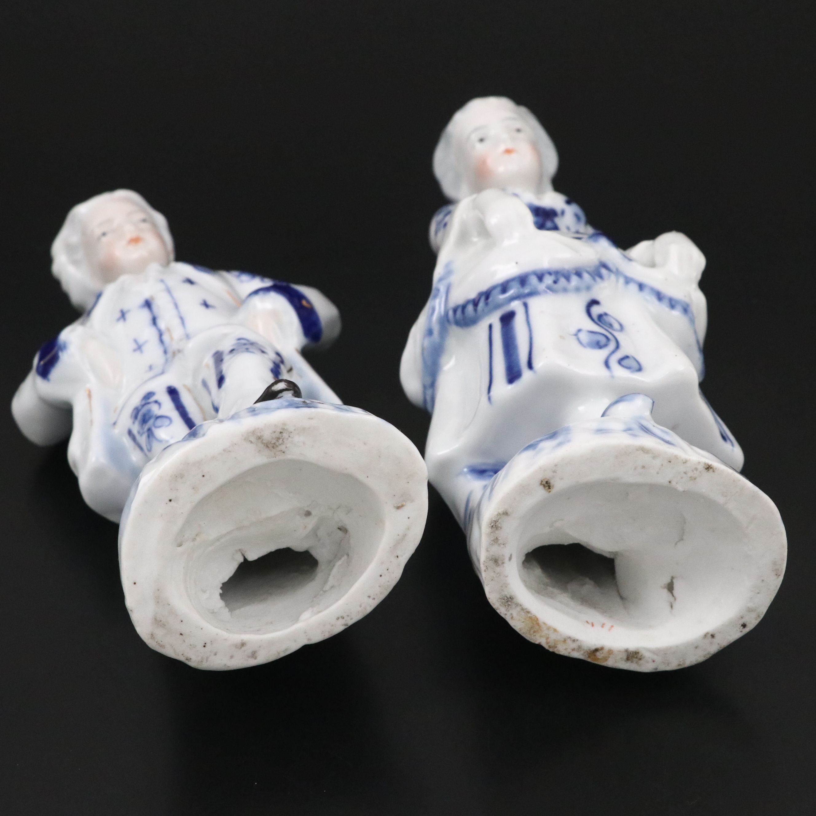 European Style Porcelain Rococo Figurines, Early to Mid-20th Century