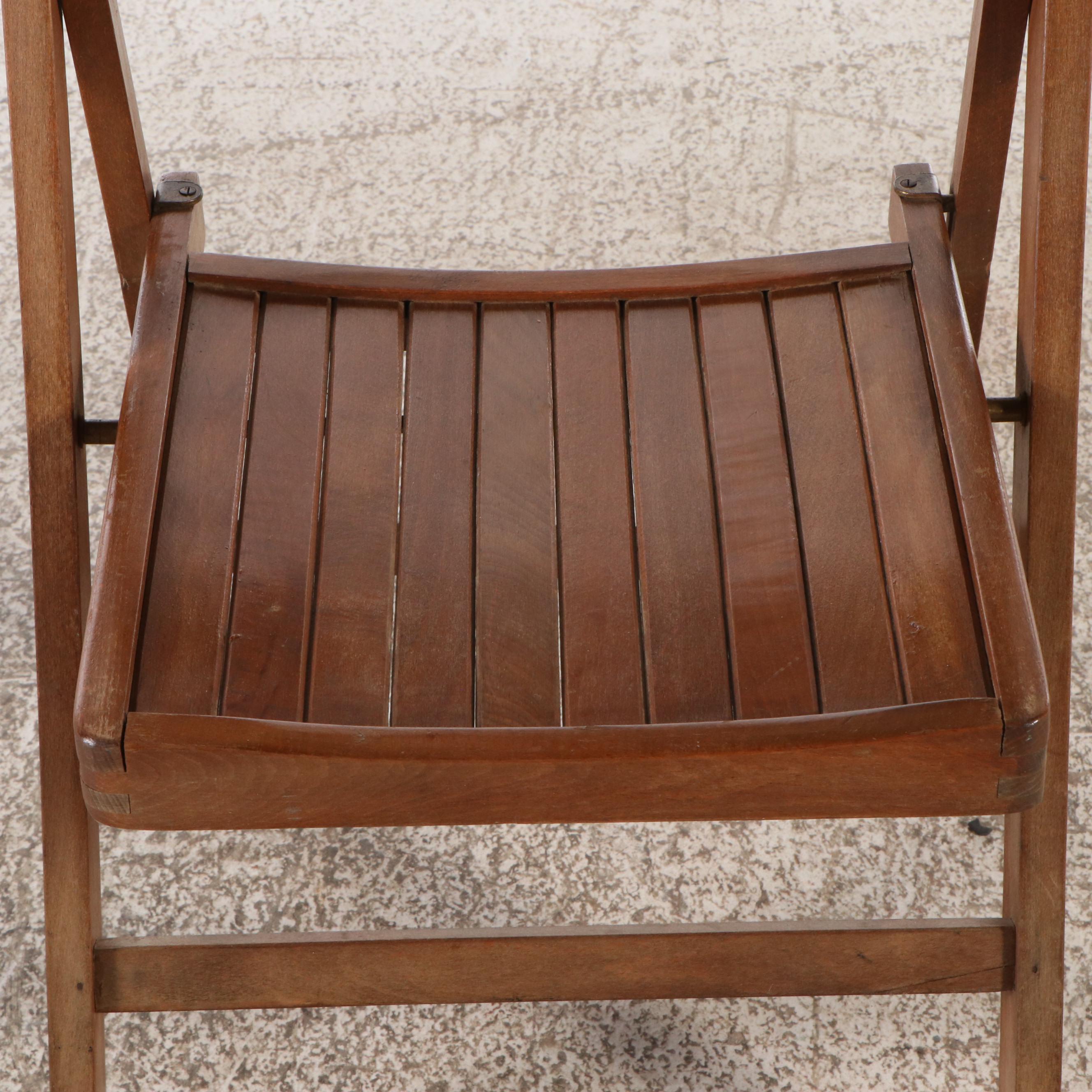 Set of Five Wooden Folding Chairs