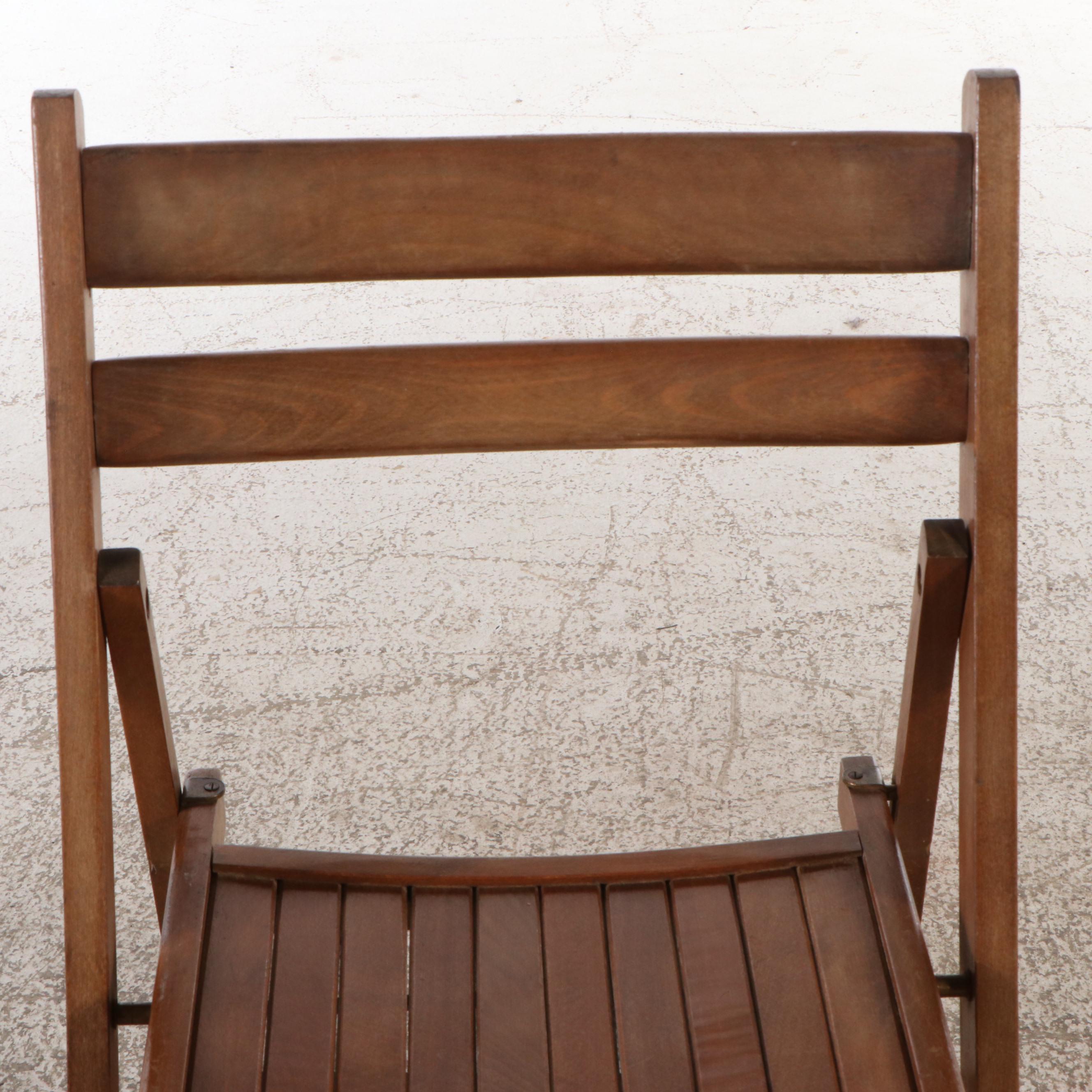 Set of Five Wooden Folding Chairs