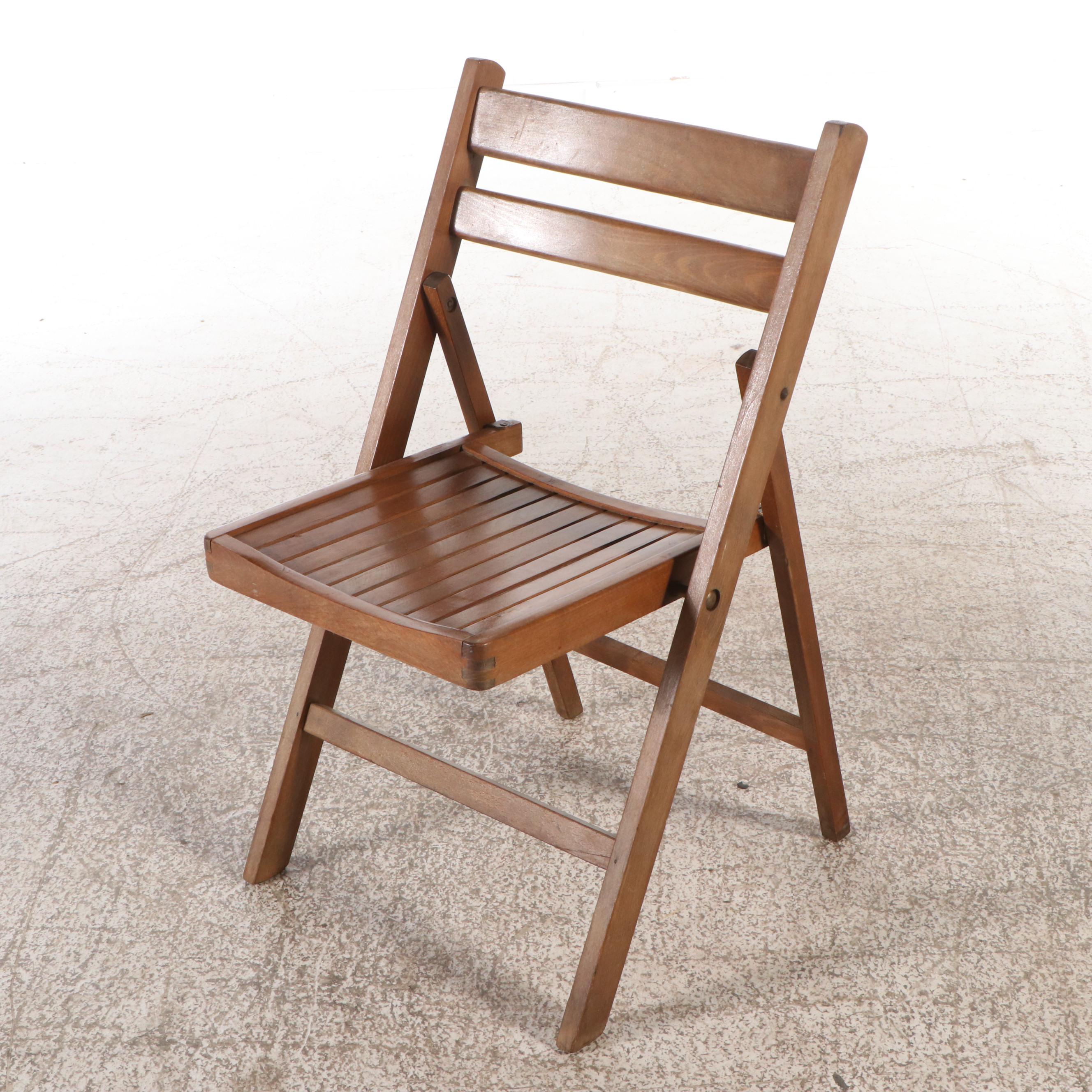 Set of Five Wooden Folding Chairs