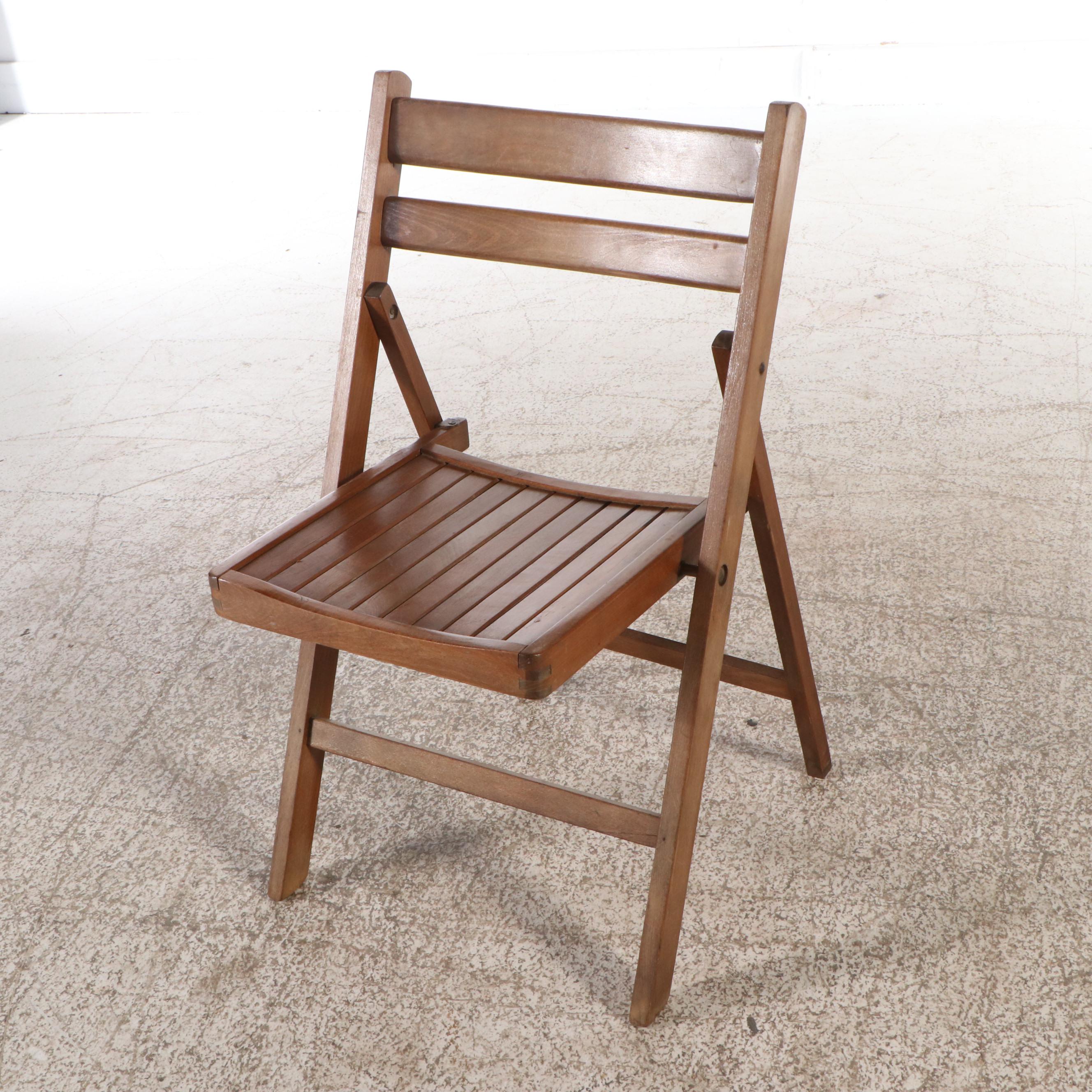 Set of Five Wooden Folding Chairs