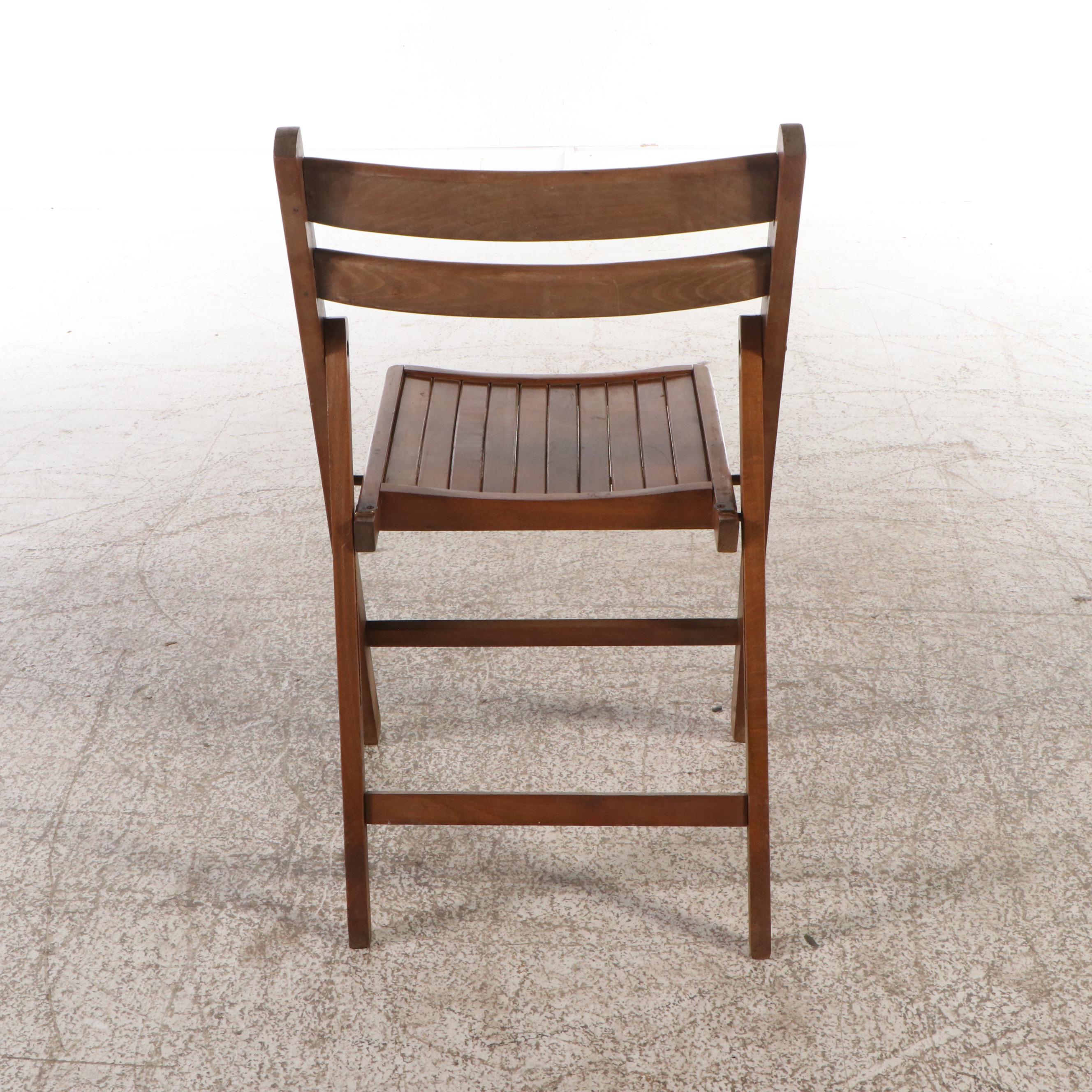 Set of Five Wooden Folding Chairs