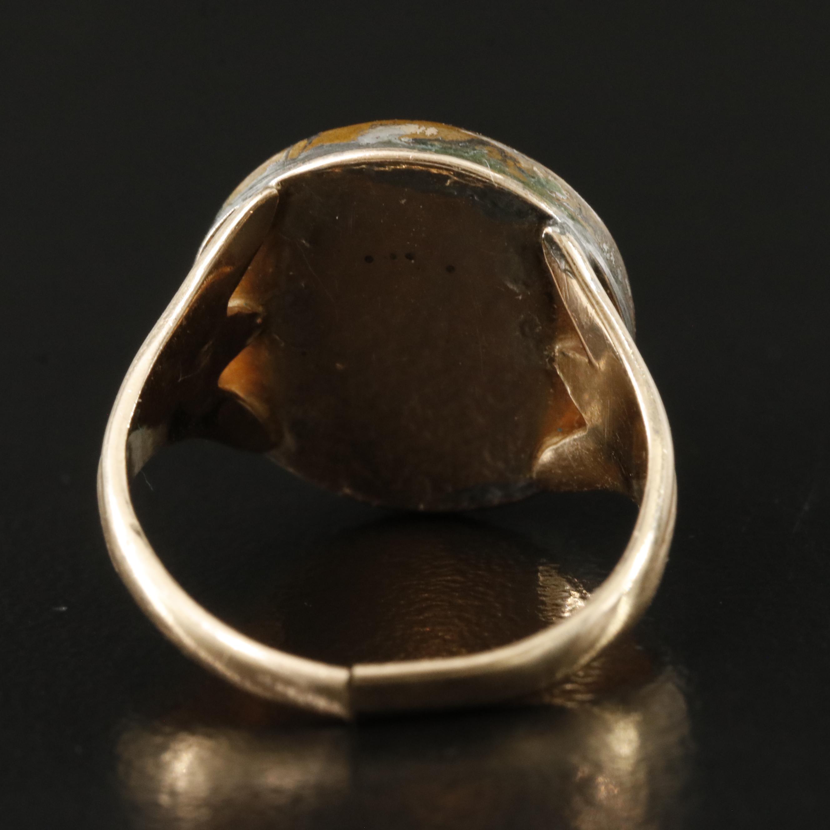 Victorian 10K Black Onyx and Pearl Mourning Ring