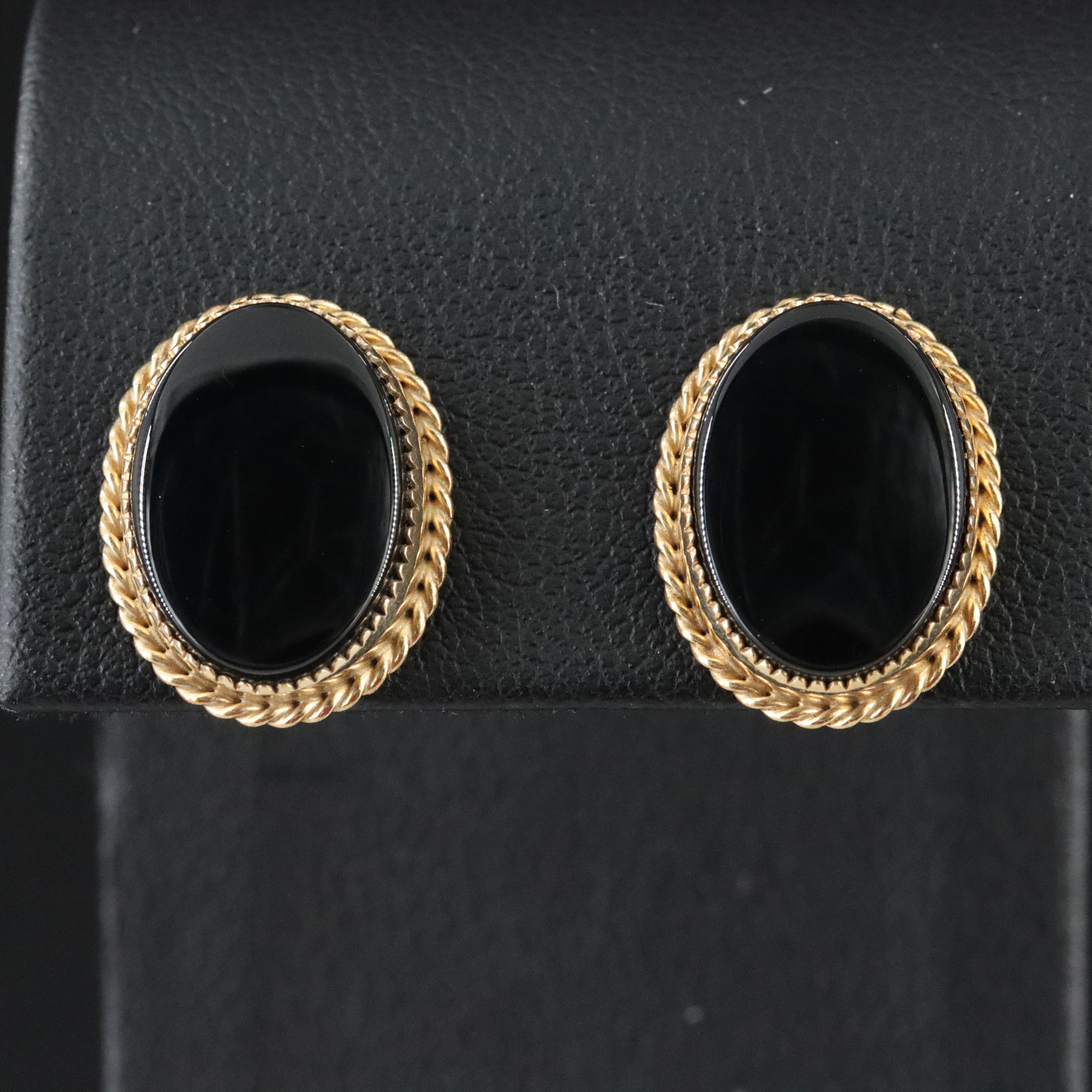 Black Onyx Earrings with 14K Posts