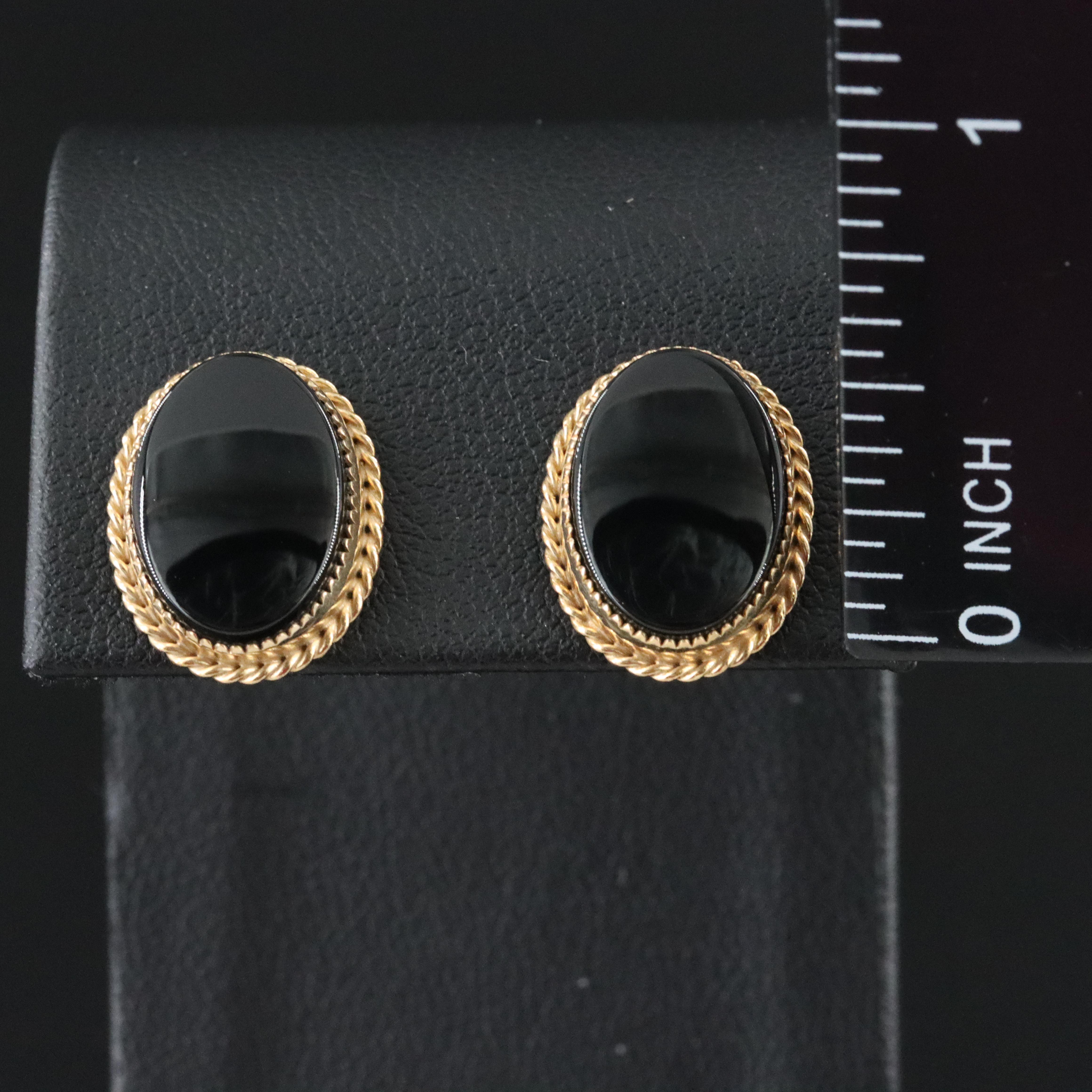 Black Onyx Earrings with 14K Posts