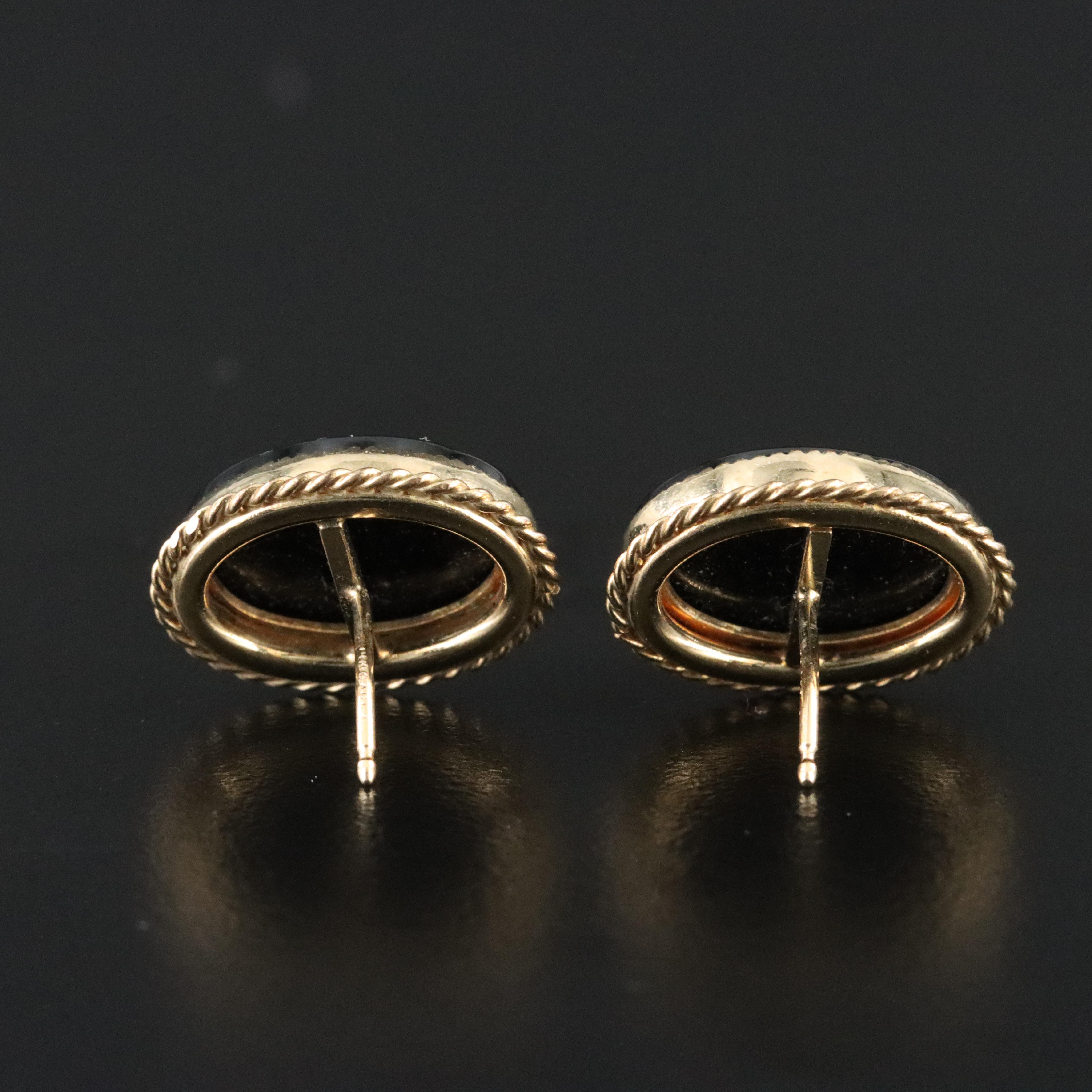Black Onyx Earrings with 14K Posts