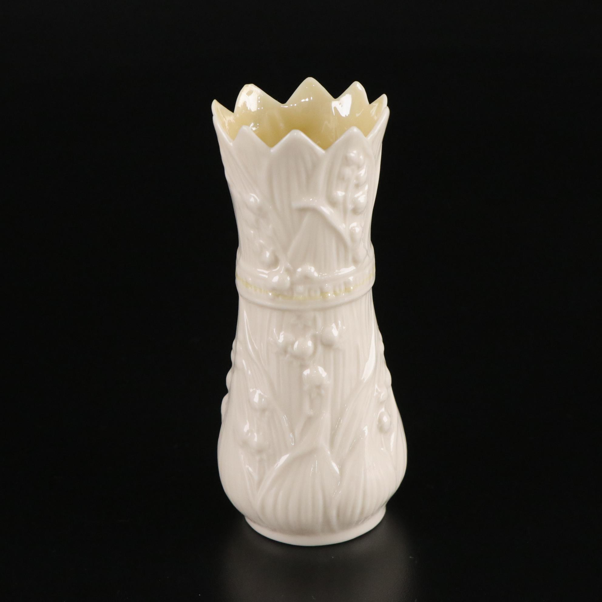 Belleek Porcelain "Lily of the Valley" Vase and Four More Items