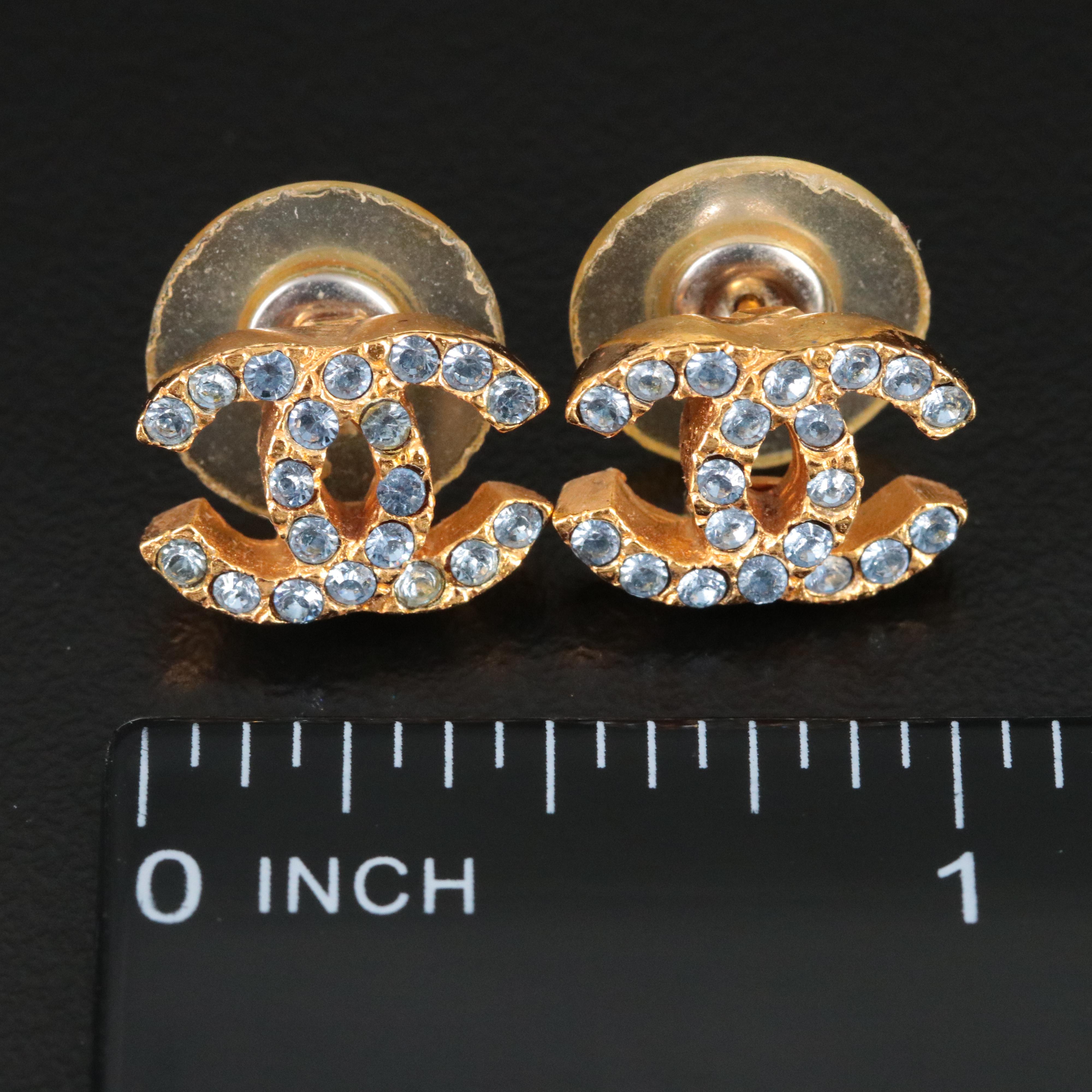 Chanel CC Blue Crystal Earrings