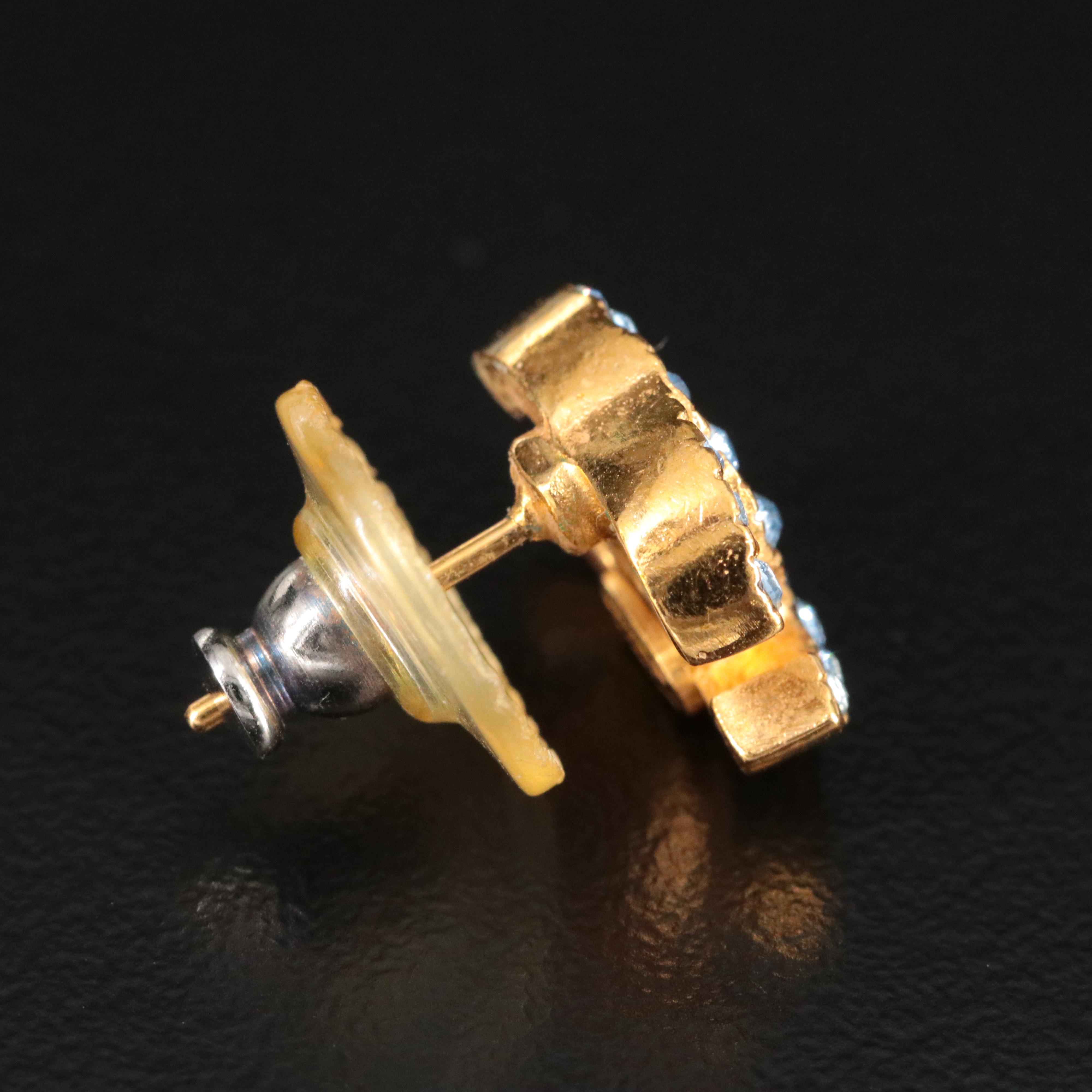 Chanel CC Blue Crystal Earrings