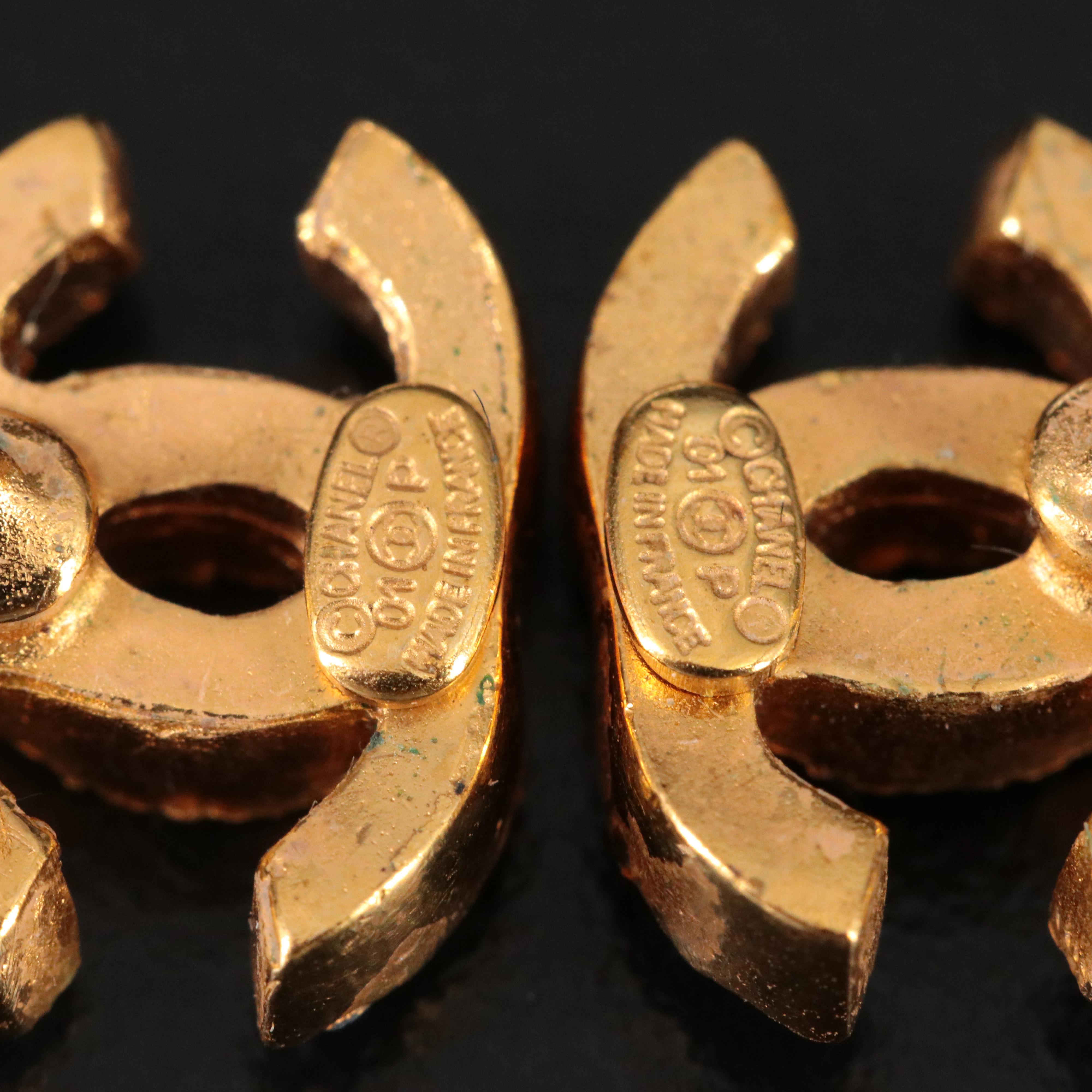 Chanel CC Blue Crystal Earrings