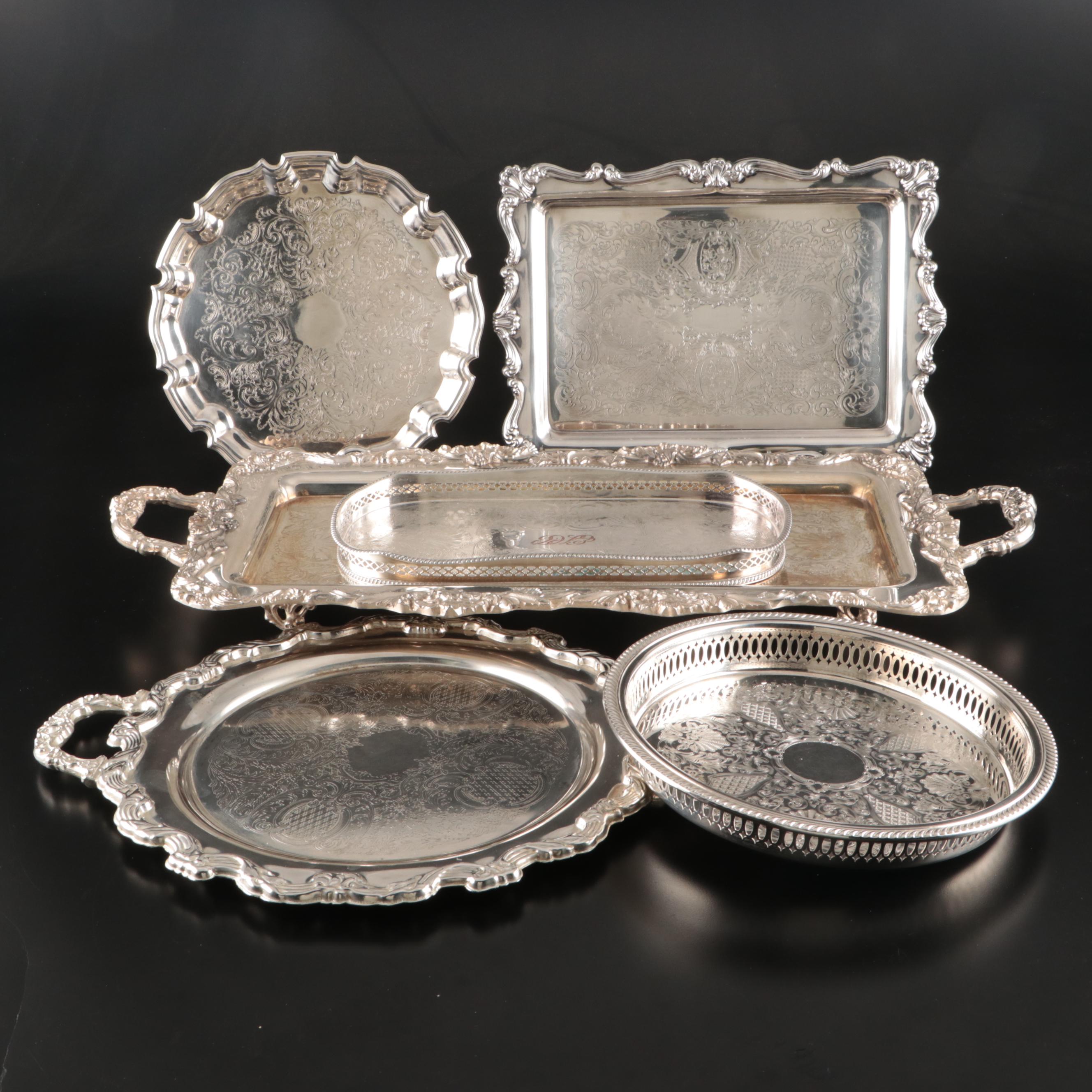 Towle with Reed & Barton and Other Silver Plate Serving Trays