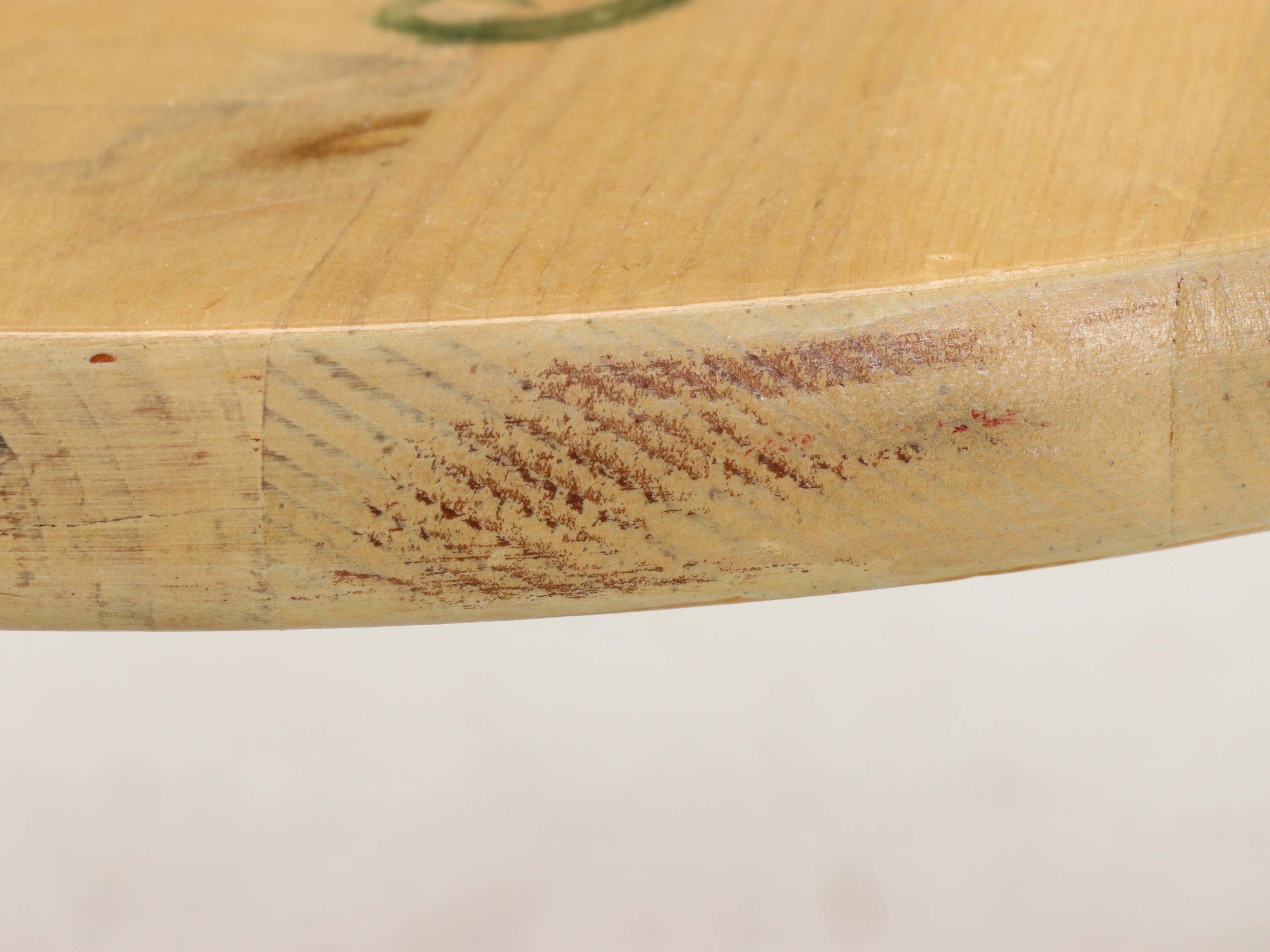 Metal and Pine Accent Table with Hand-Painted Sunflower