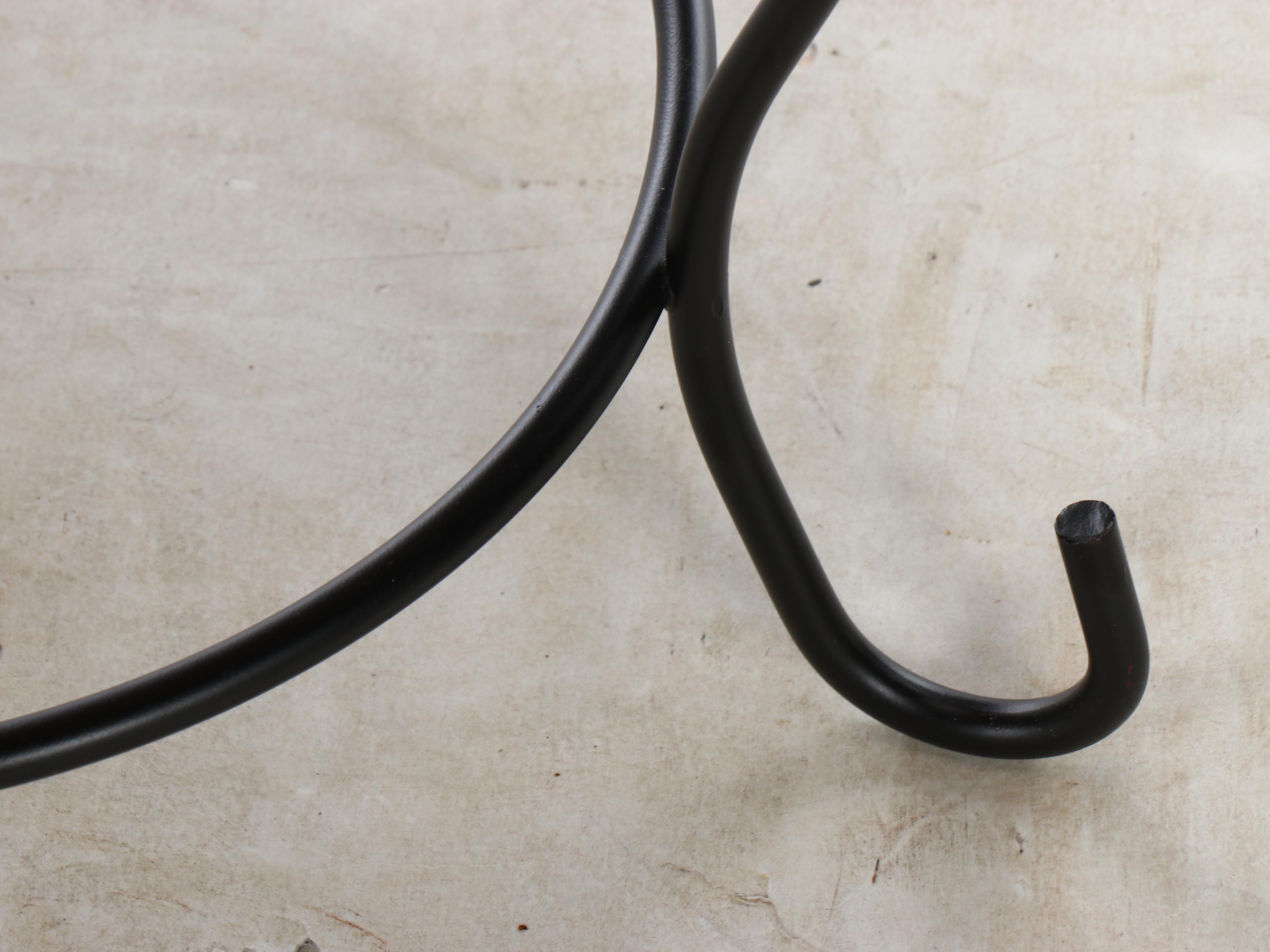 Metal and Pine Accent Table with Hand-Painted Sunflower