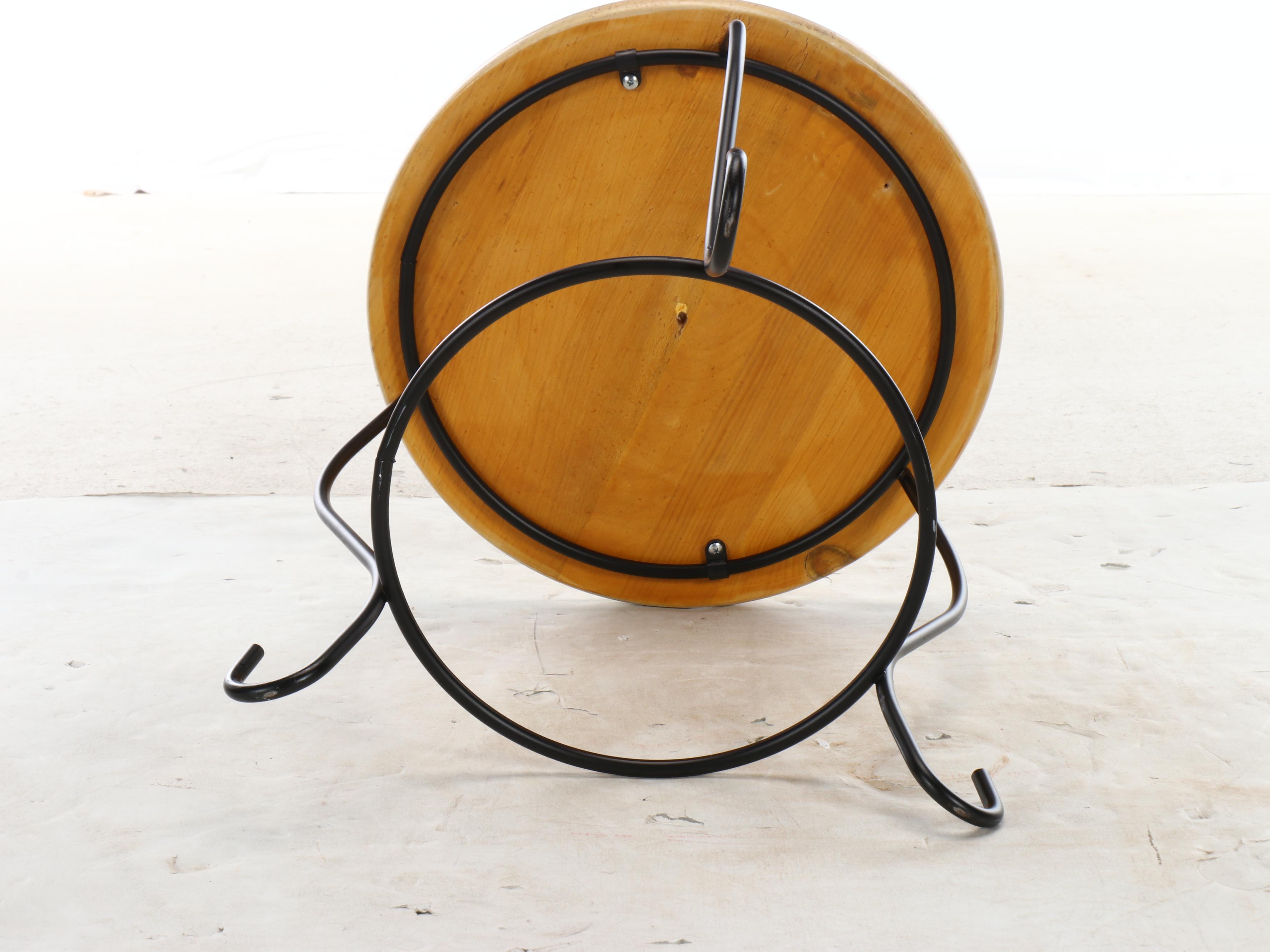 Metal and Pine Accent Table with Hand-Painted Sunflower