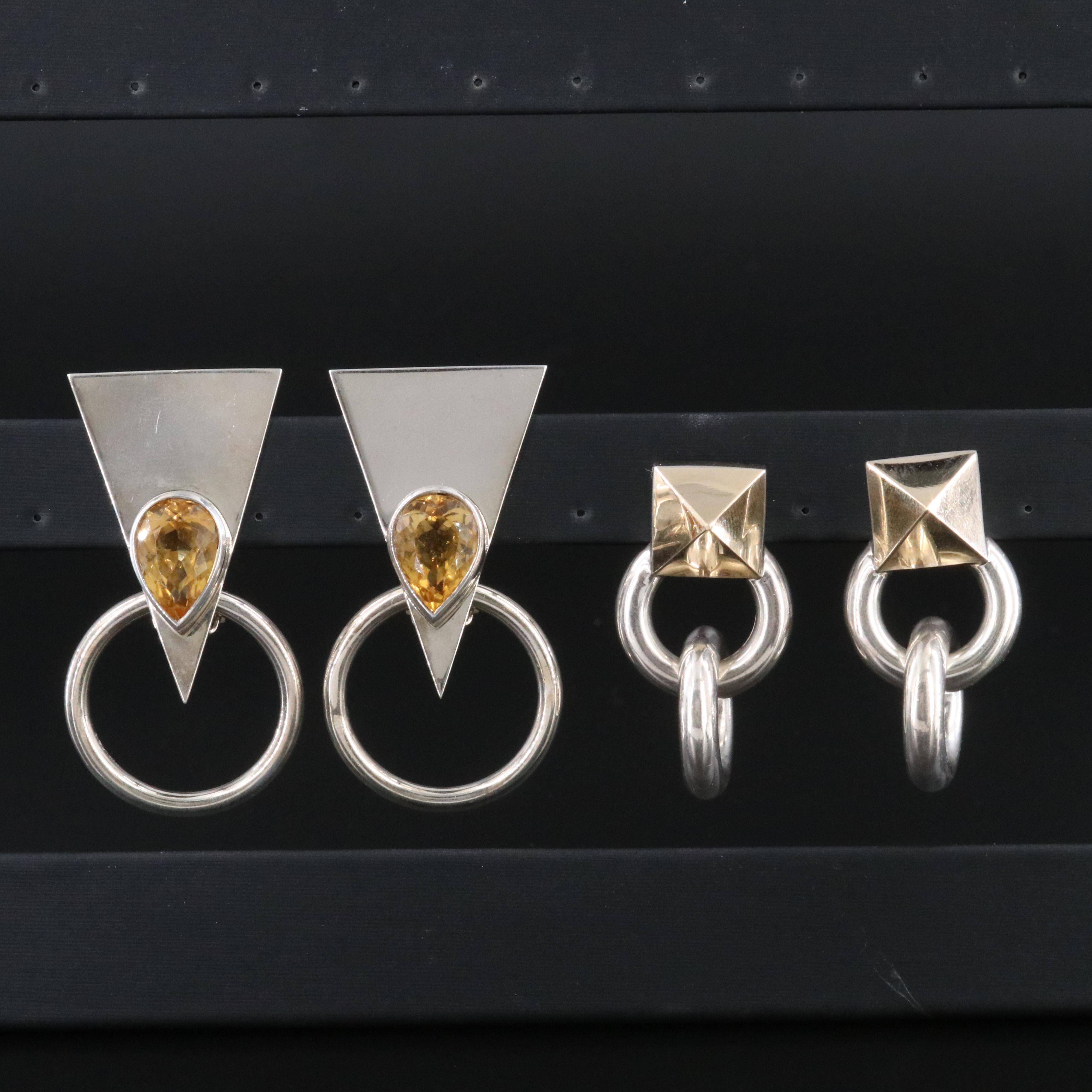 M & J Savitt and Citrine Featured in Sterling Earrings