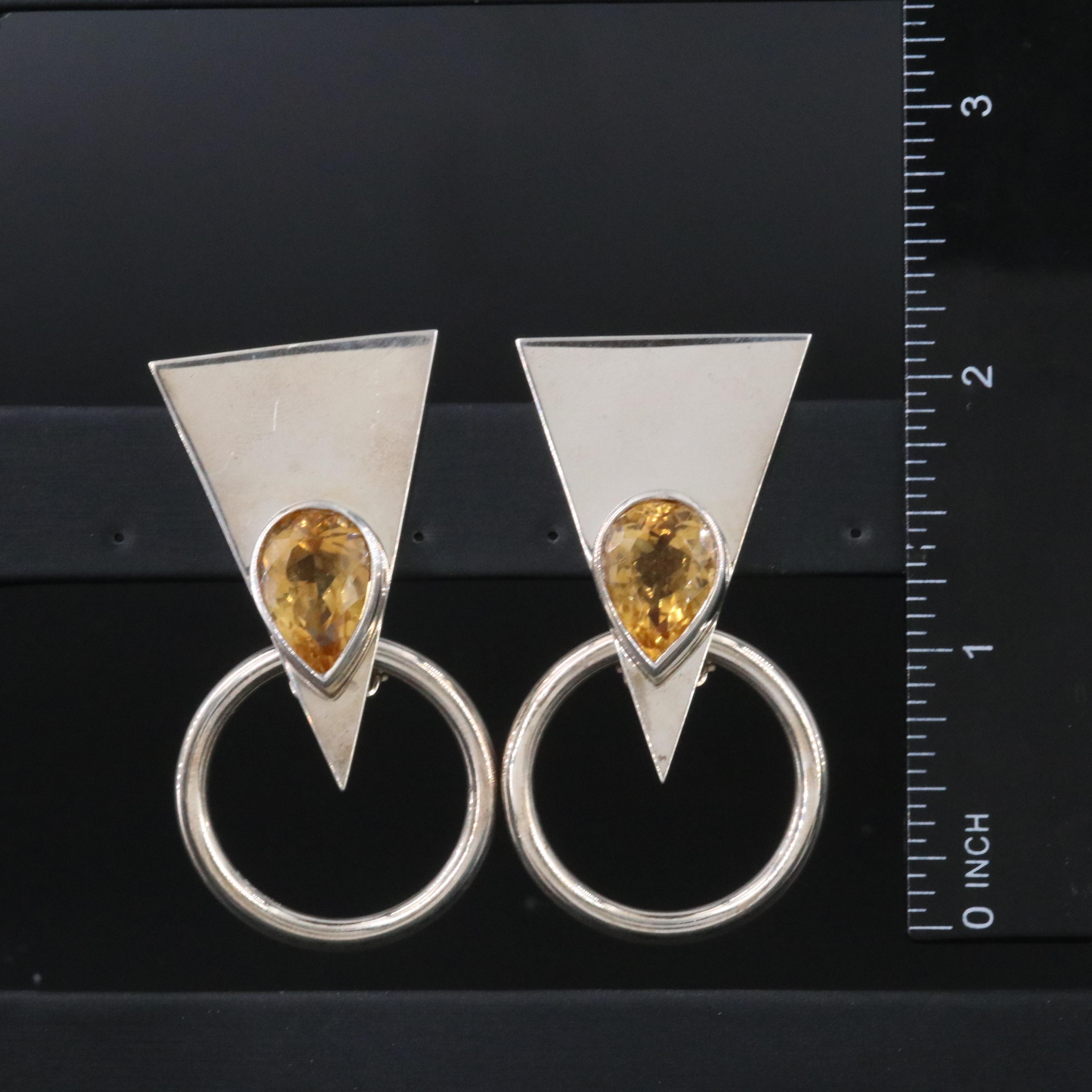 M & J Savitt and Citrine Featured in Sterling Earrings