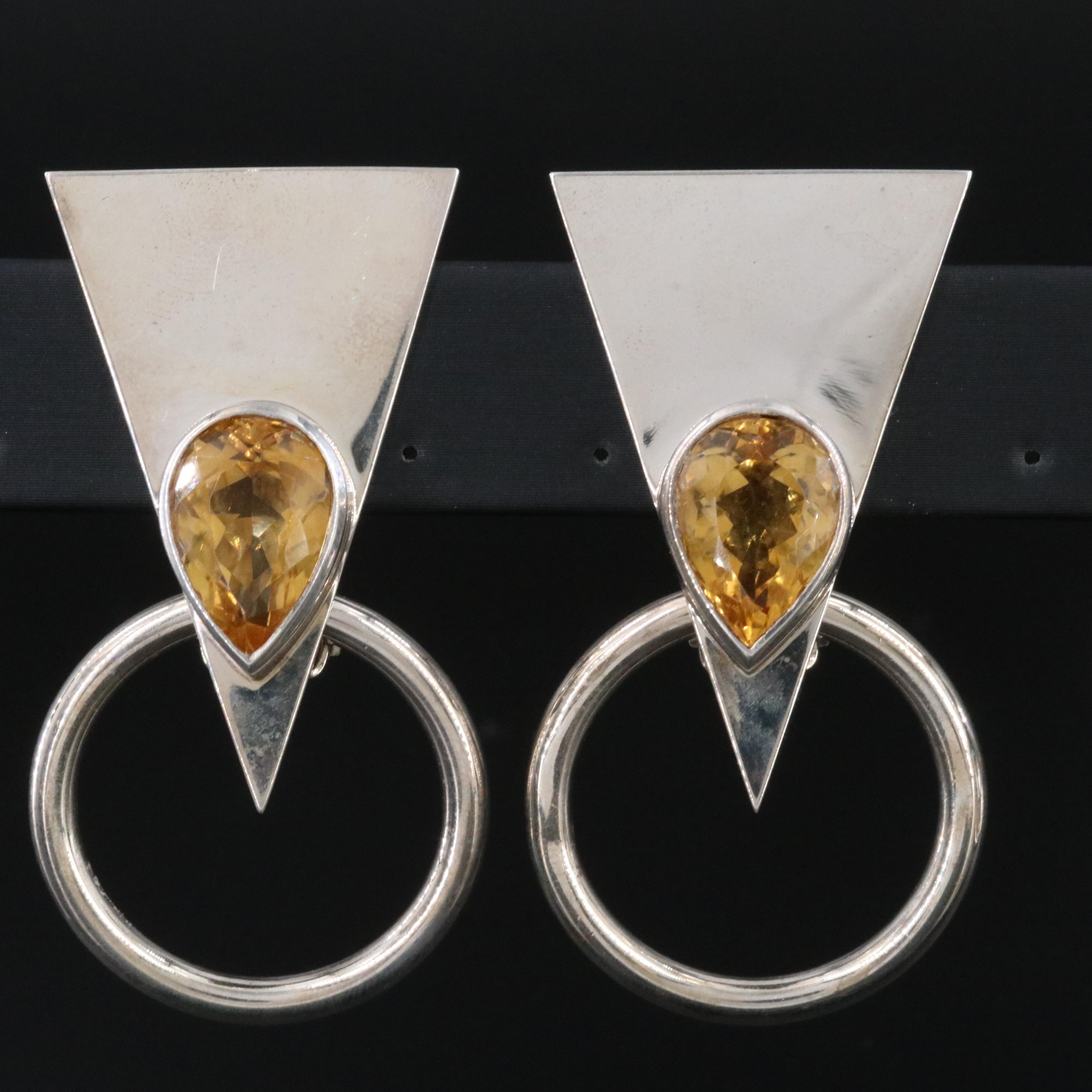 M & J Savitt and Citrine Featured in Sterling Earrings