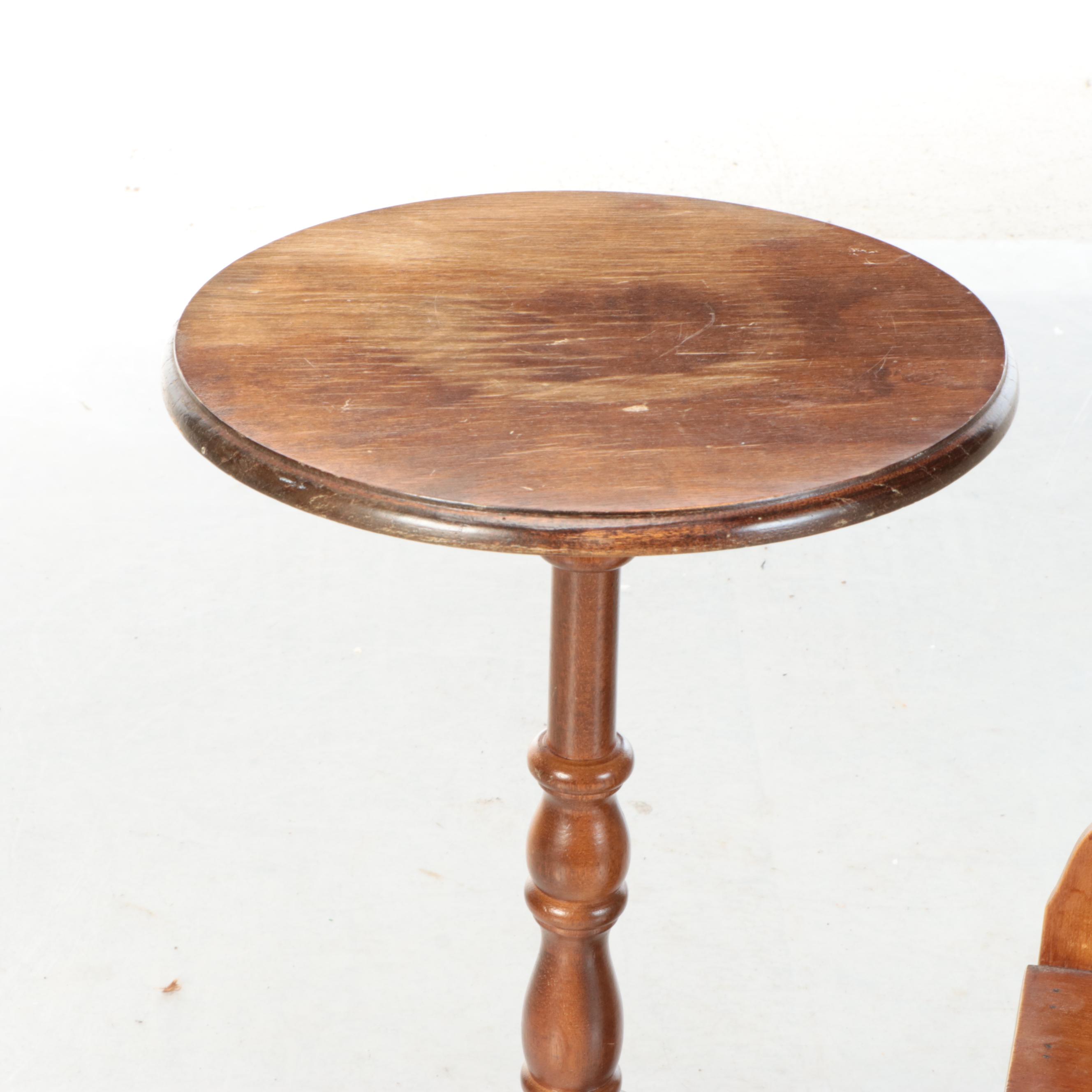 Queen Anne Style Wood Side Table With Wooden Apothecary Cabinet
