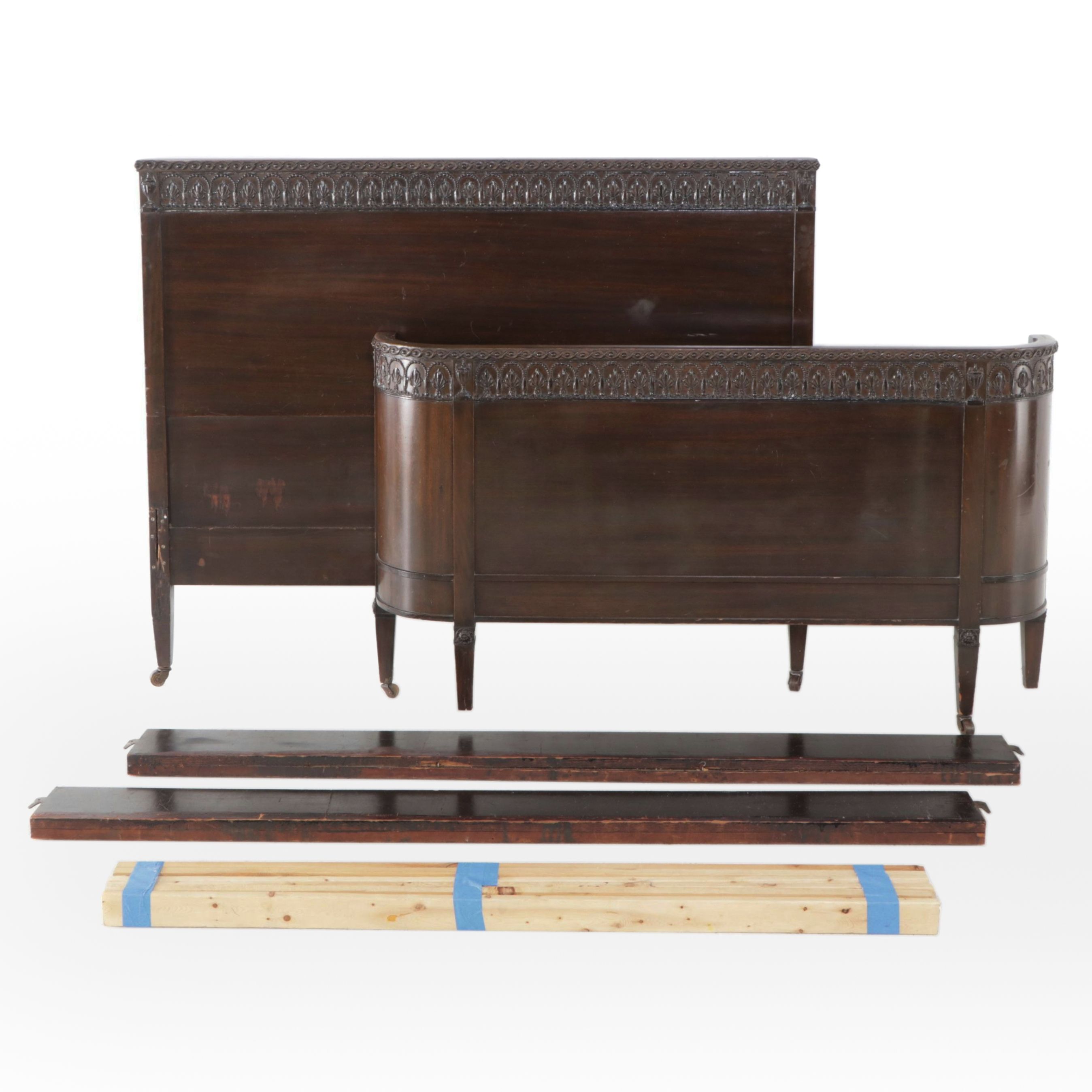 Louis Philippe Style Mahogany Finish Bed Frame, Early 20th Century