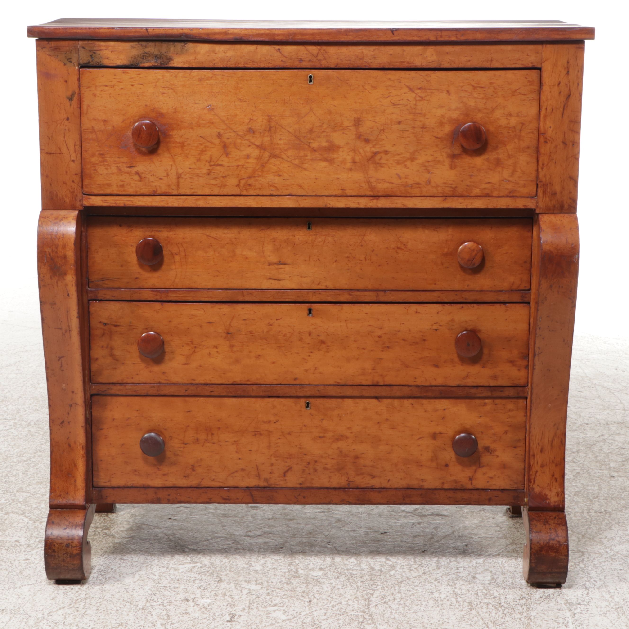 American Empire Style Cherry Chest of Drawers, Mid to Late 19th Century