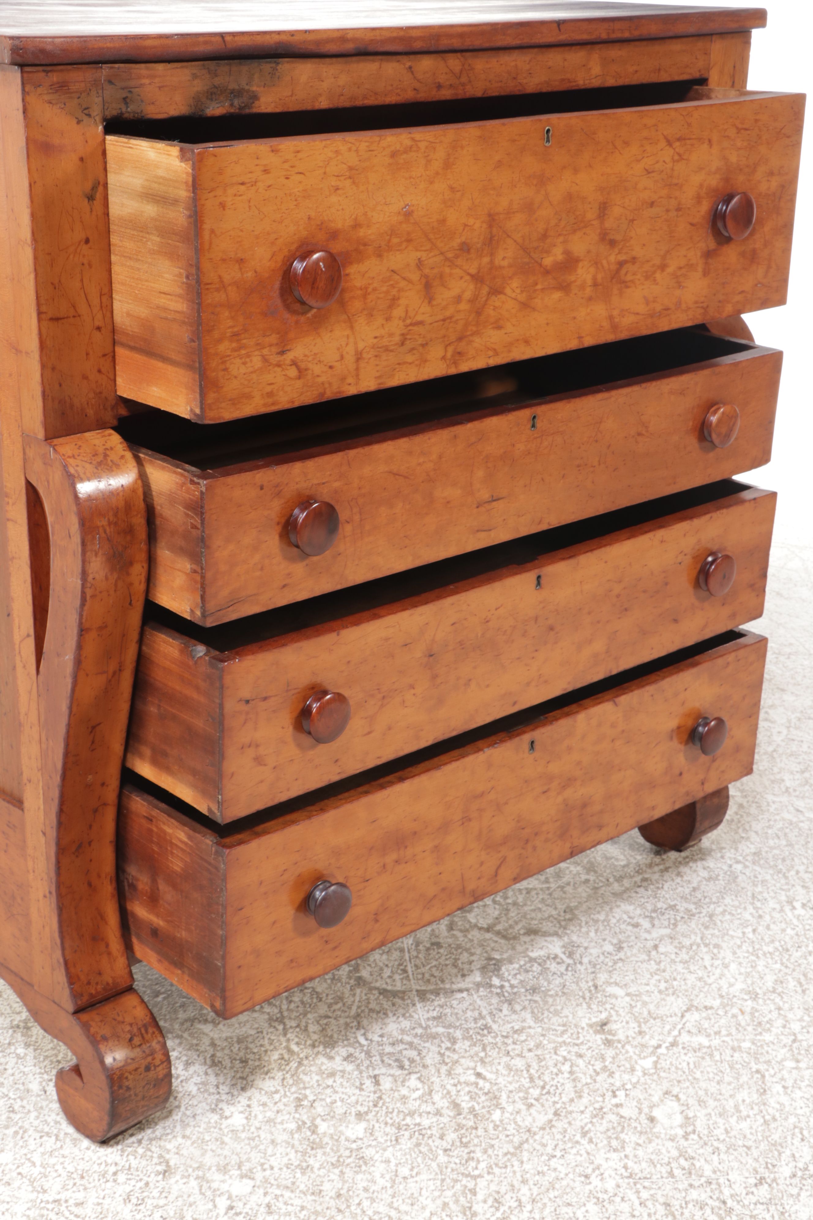 American Empire Style Cherry Chest of Drawers, Mid to Late 19th Century