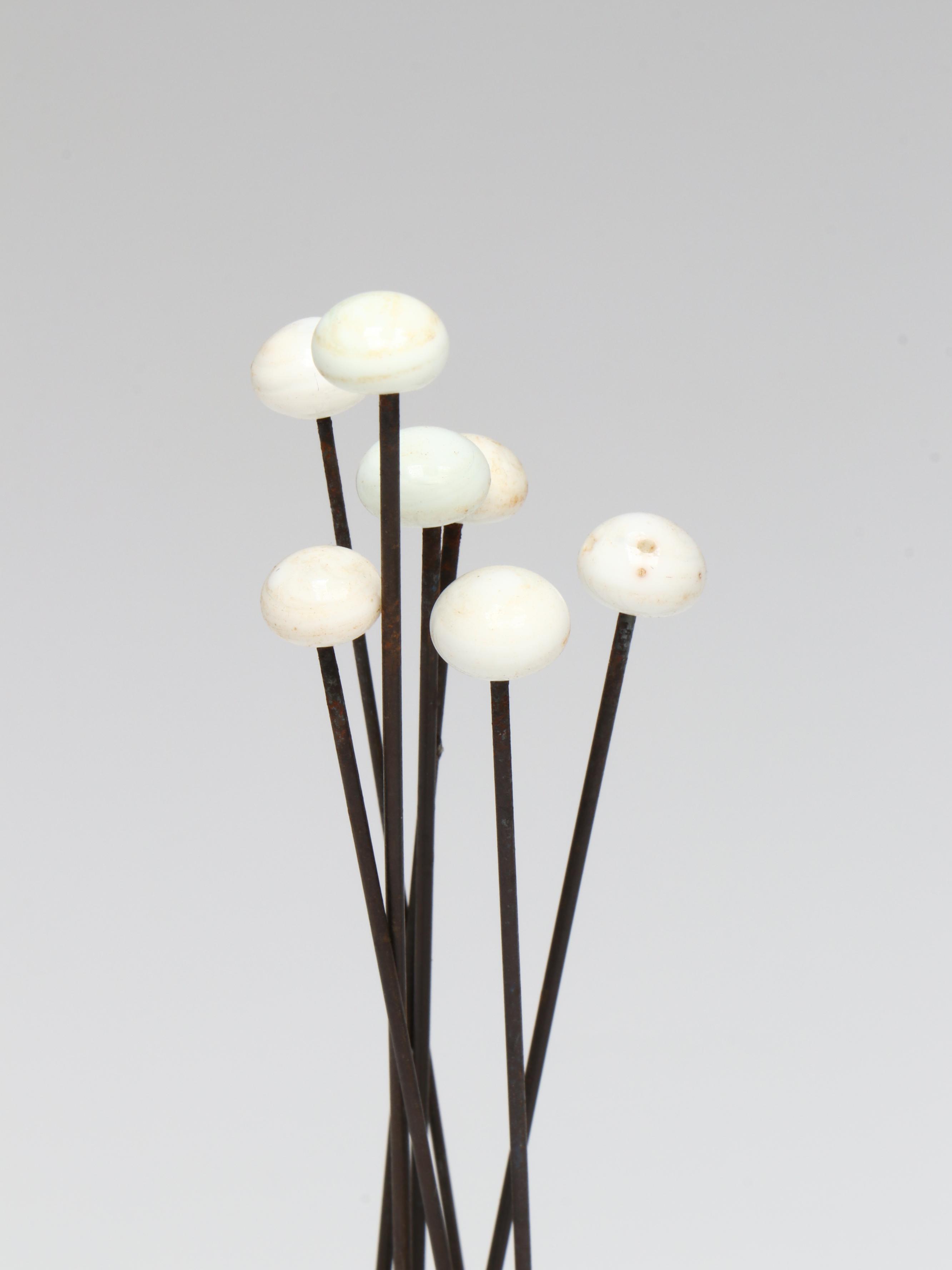 Art Nouveau and Late Victorian Hat Pins in Porcelain and Milk Glass Holders