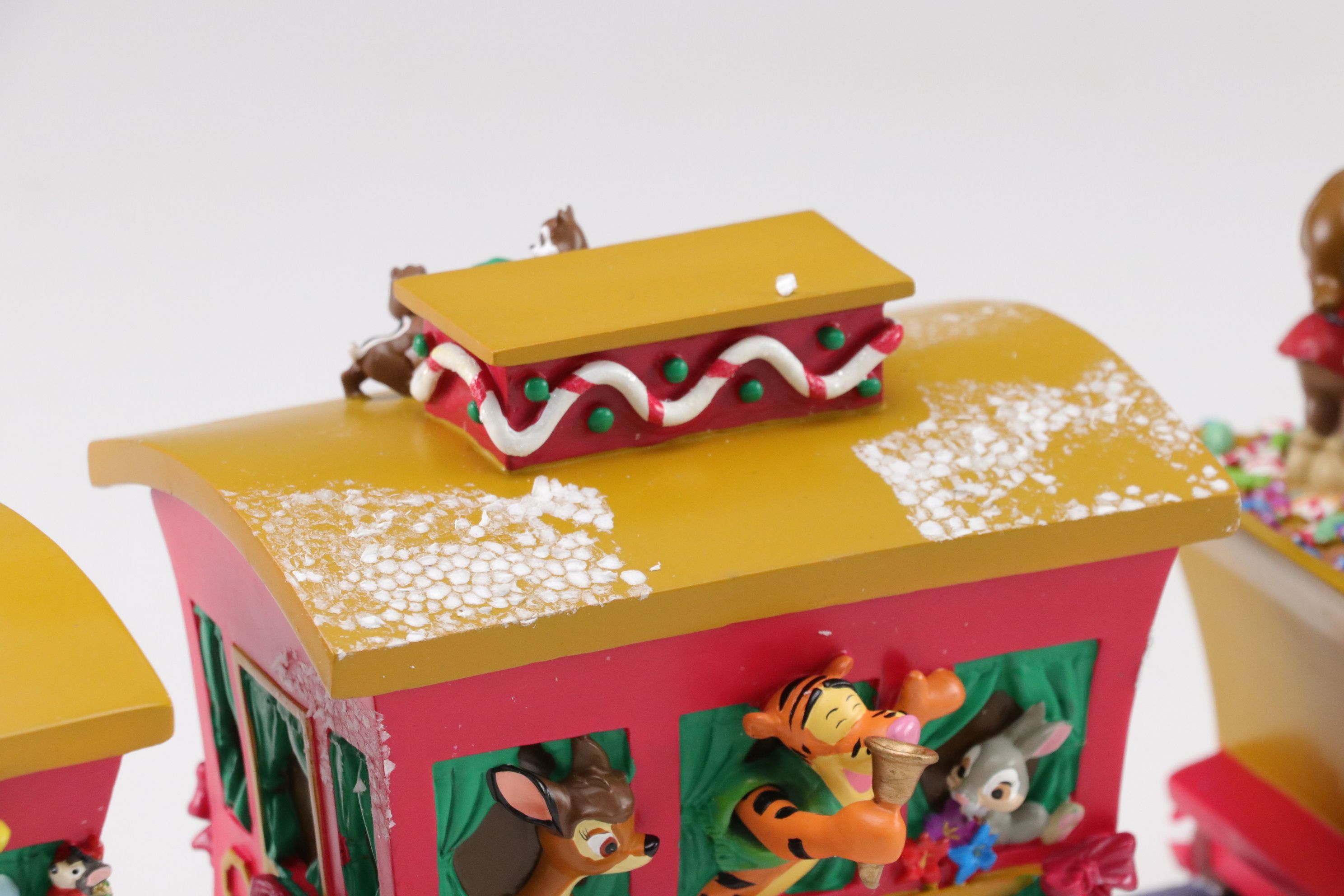 Hallmark Disney Christmas Musical Train Set 2000 with John Deere Firetruck Bank