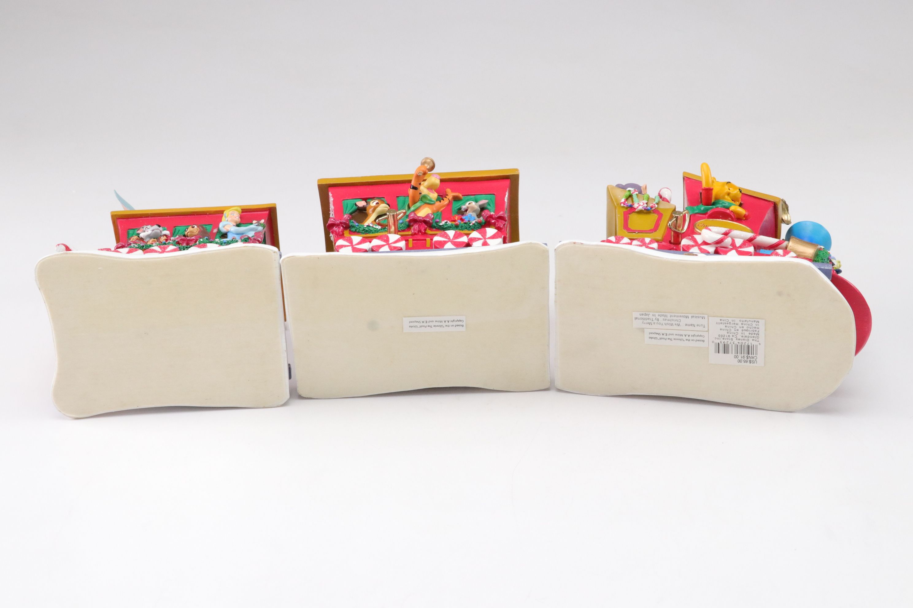 Hallmark Disney Christmas Musical Train Set 2000 with John Deere Firetruck Bank