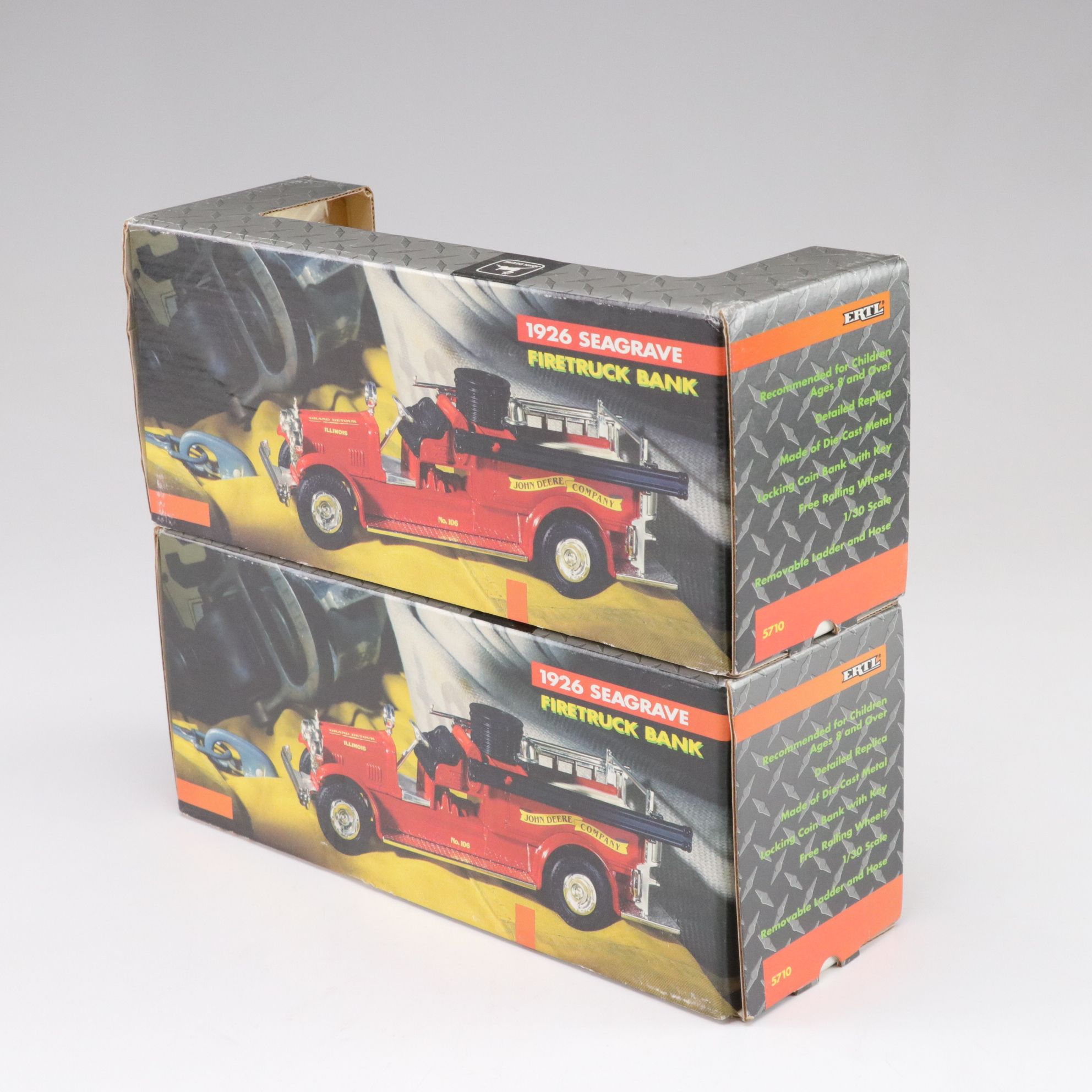 Hallmark Disney Christmas Musical Train Set 2000 with John Deere Firetruck Bank