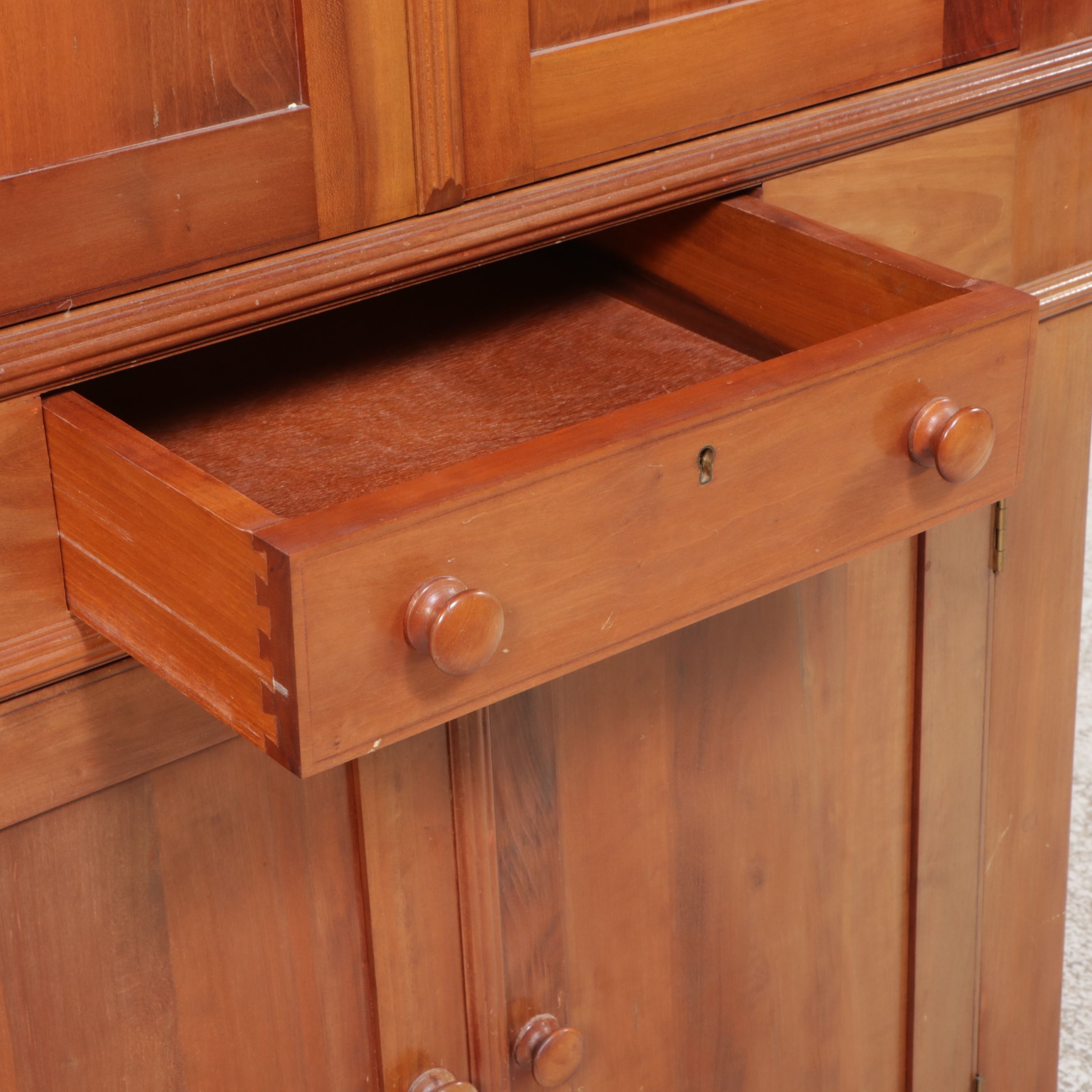 American Federal Style Cherry Corner Cabinet, Late 20th Century