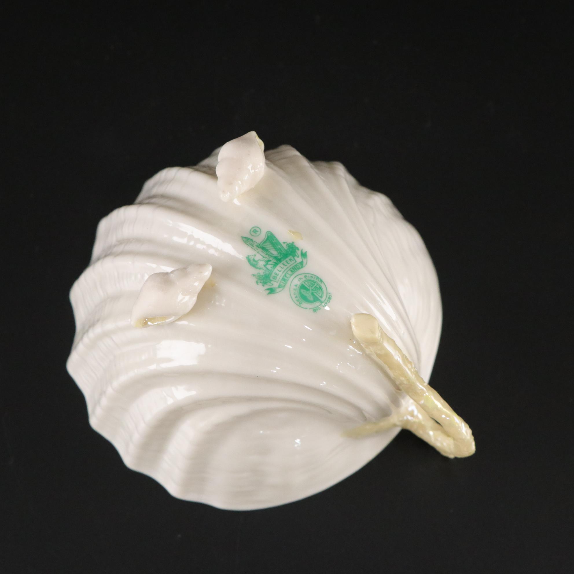 Belleek Porcelain "Neptune" Teacup, Creamer, Sugar, and Toothpick Holder