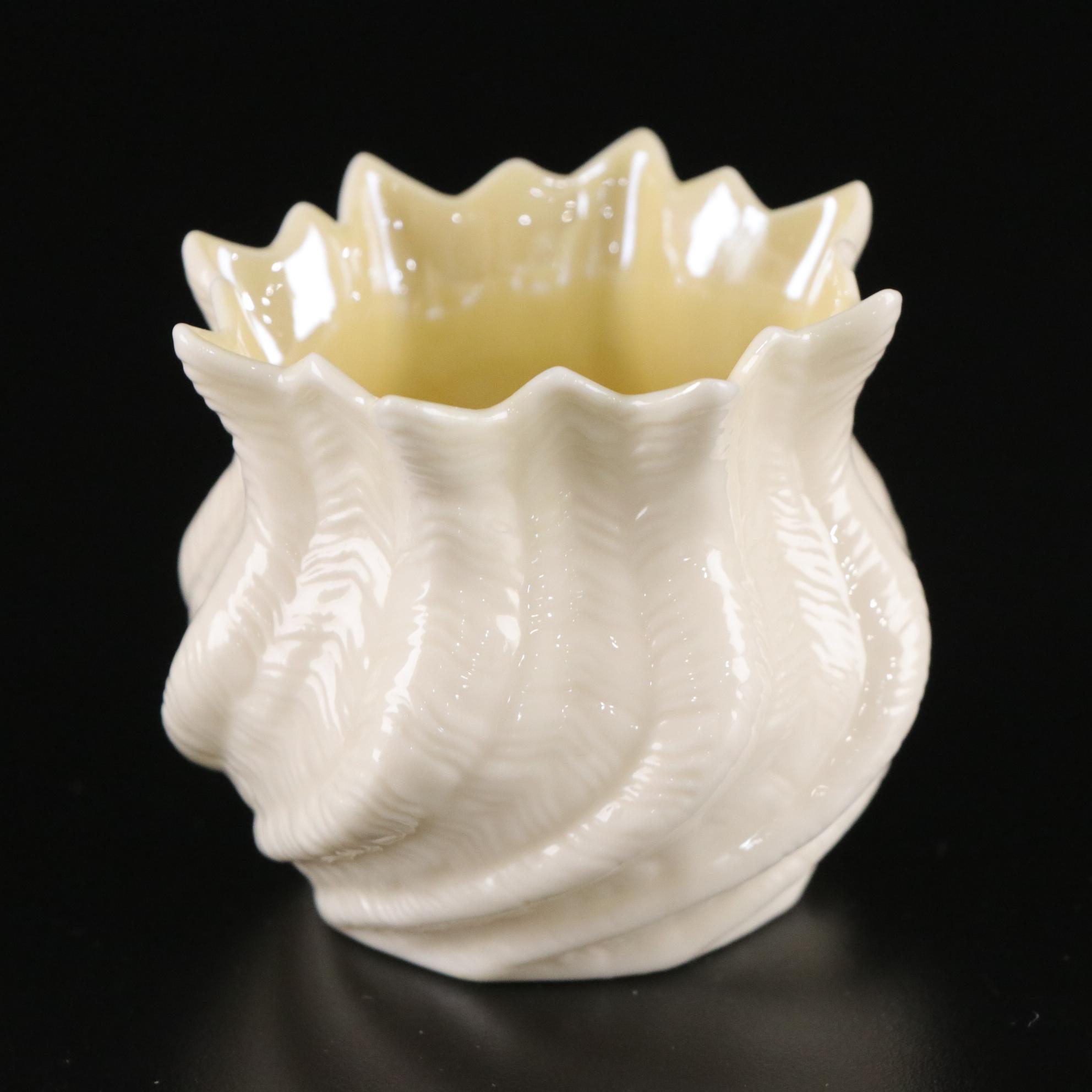 Belleek Porcelain "Neptune" Teacup, Creamer, Sugar, and Toothpick Holder