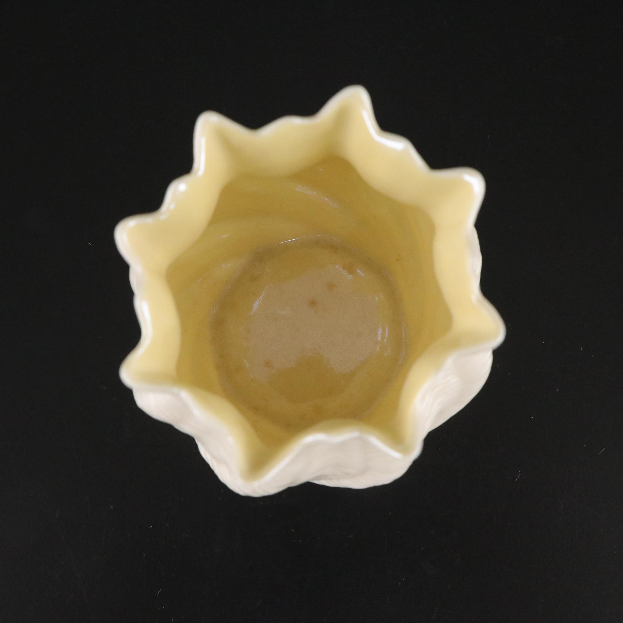 Belleek Porcelain "Neptune" Teacup, Creamer, Sugar, and Toothpick Holder