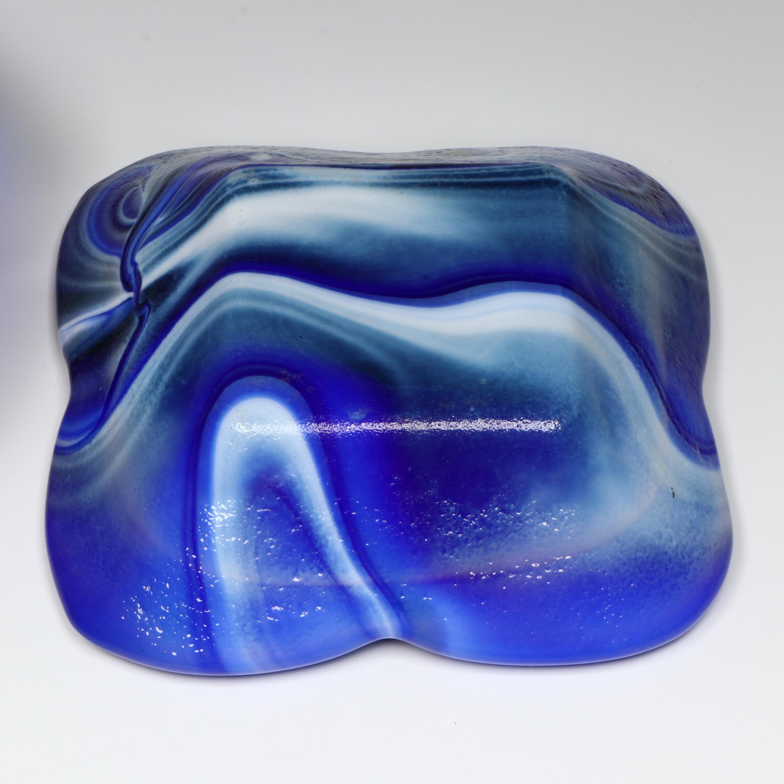 Cobalt Flower Shaped with Other Art Glass Bowls and Ashtray