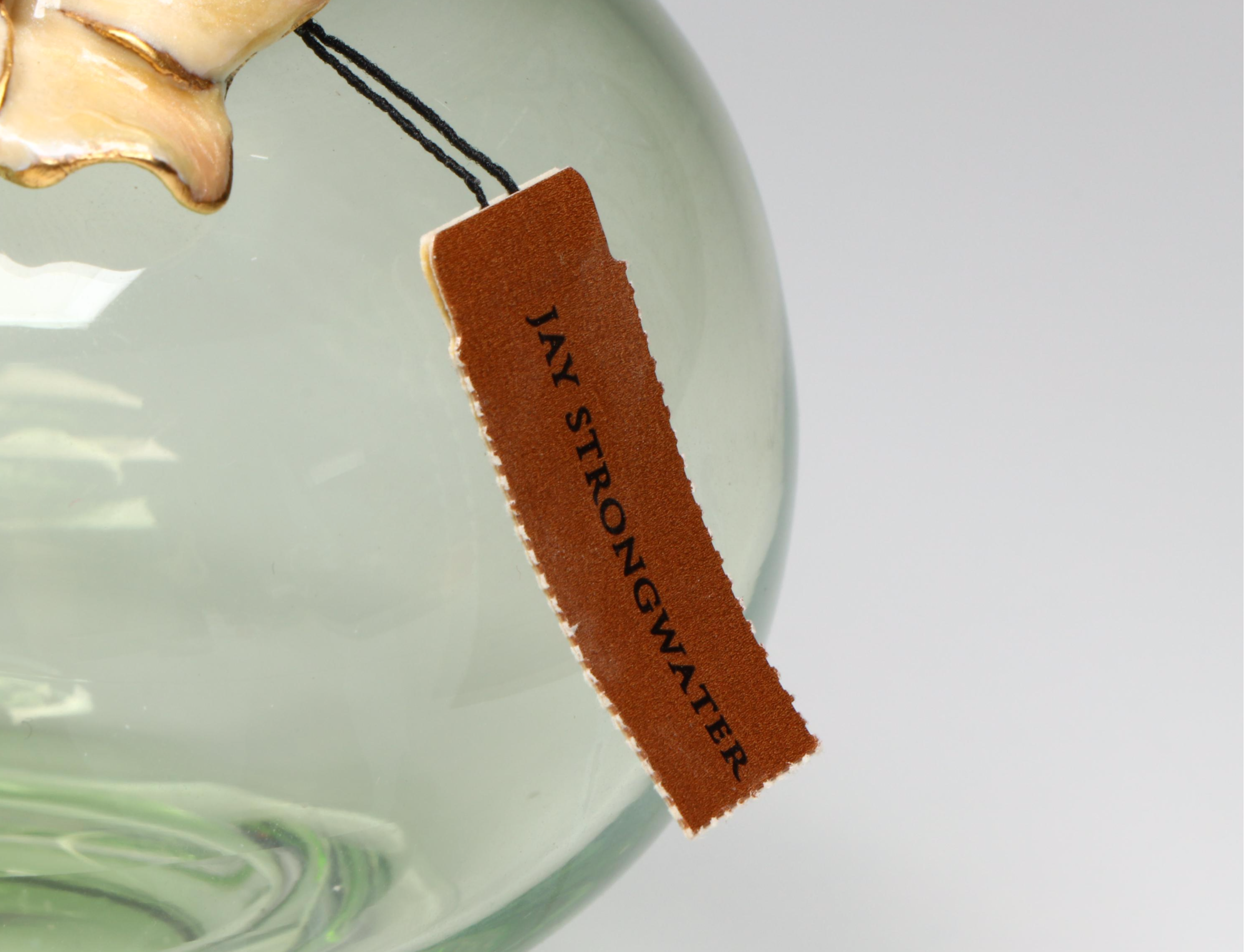 Jay Strongwater "Camellia" Vase with Murano Style Fishbowl Paperweight