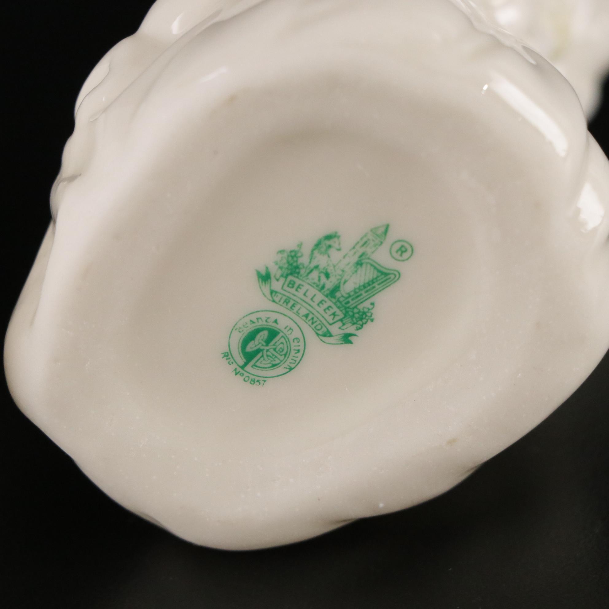 Belleek "Kneeling Girl" Creamer with "Limpet Yellow" and More Porcelain Pieces