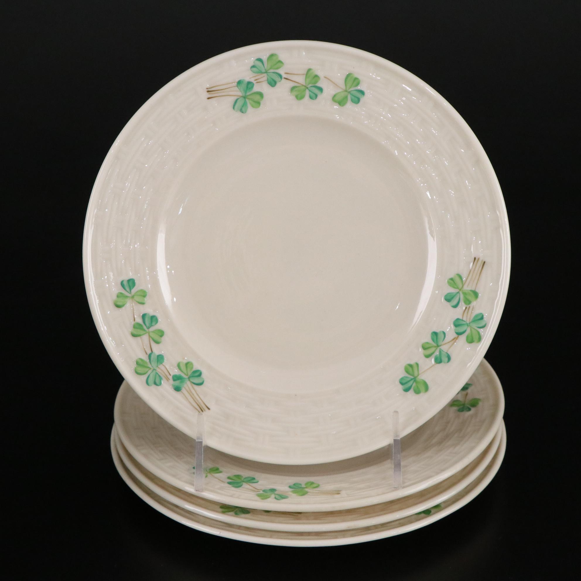 Belleek "Shamrock" Dinnerware and a Vase, Mid to Late 20th Century
