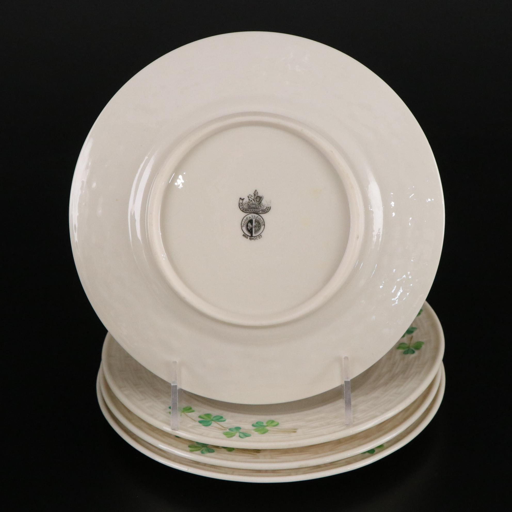 Belleek "Shamrock" Dinnerware and a Vase, Mid to Late 20th Century