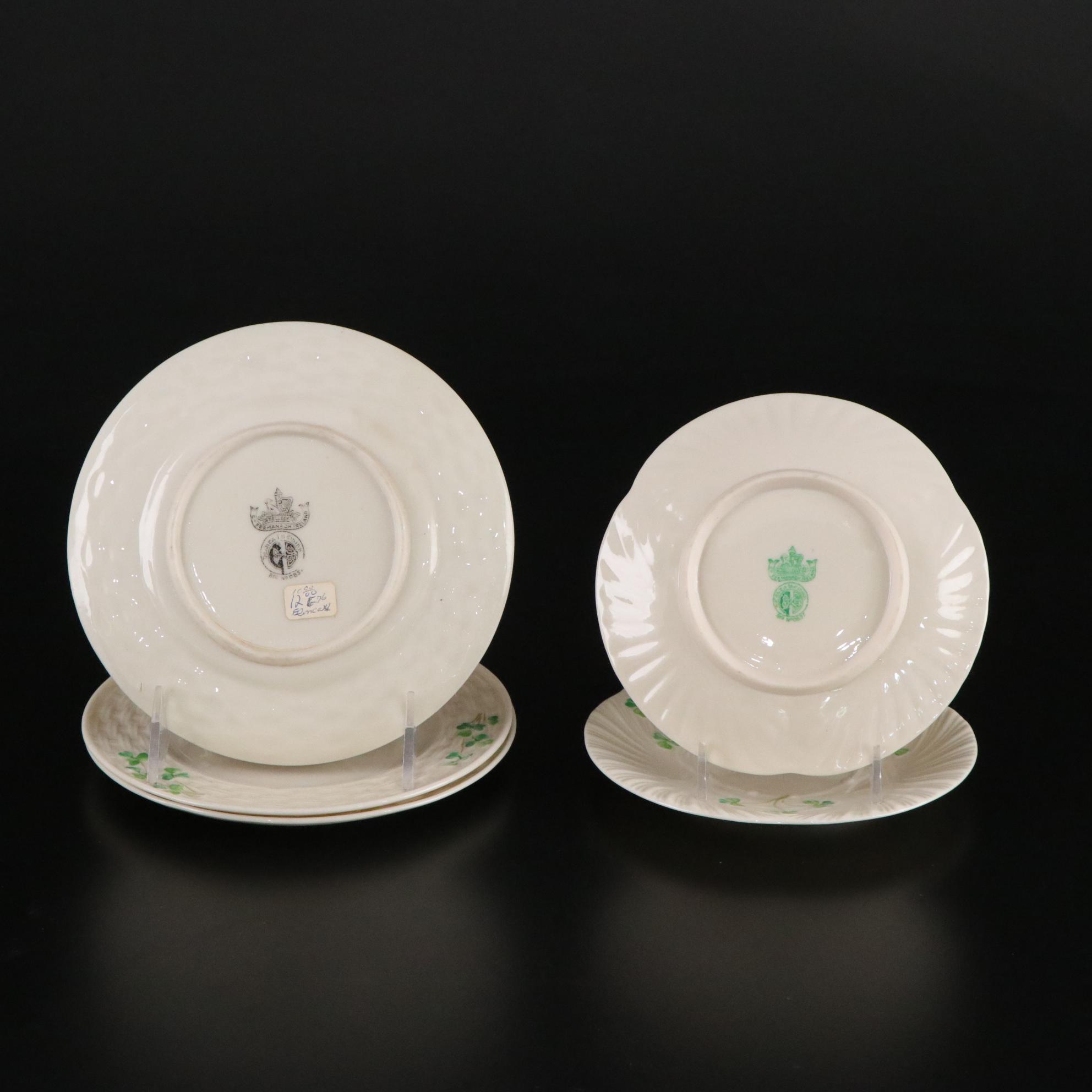 Belleek "Shamrock" Dinnerware and a Vase, Mid to Late 20th Century