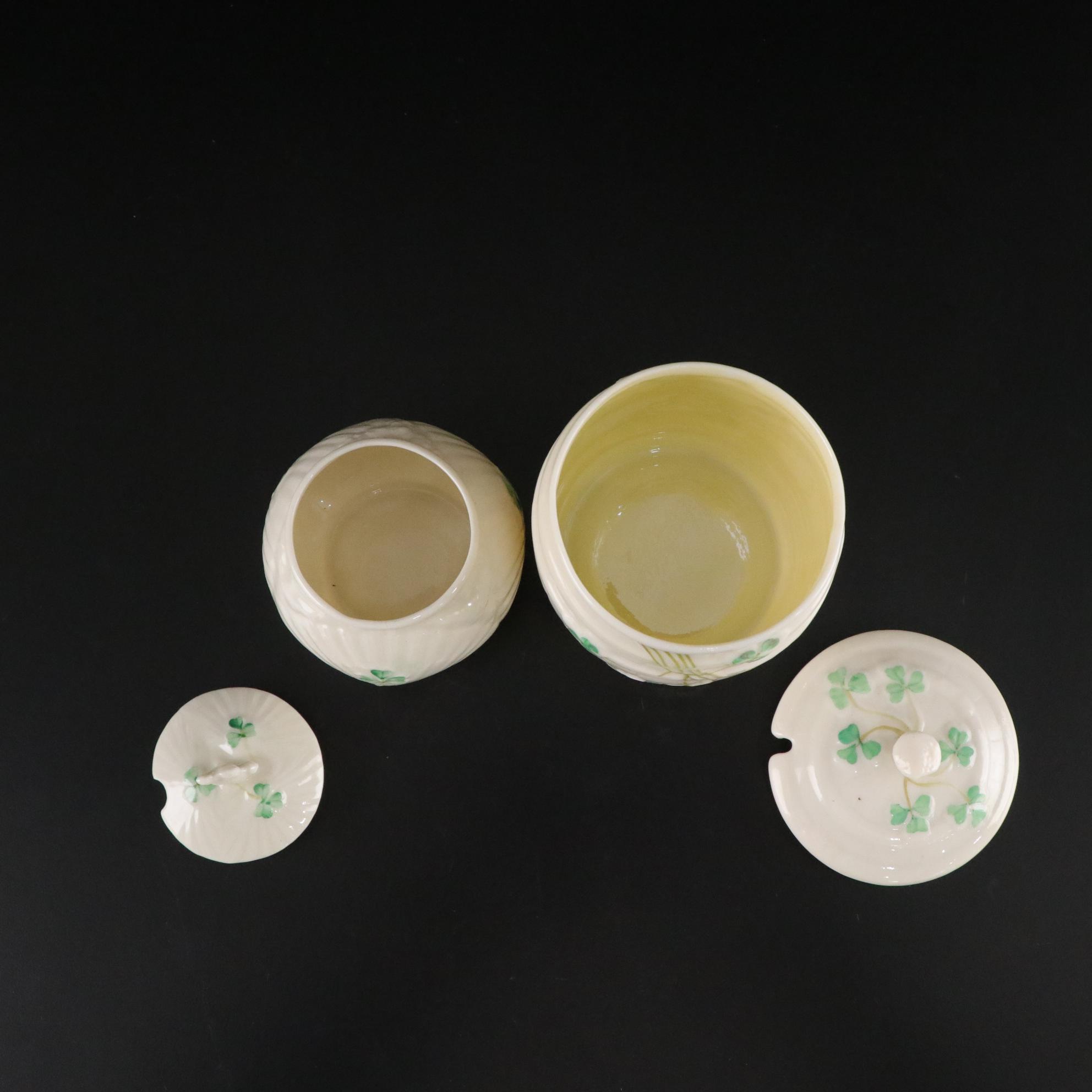 Belleek "Shamrock" Dinnerware and a Vase, Mid to Late 20th Century