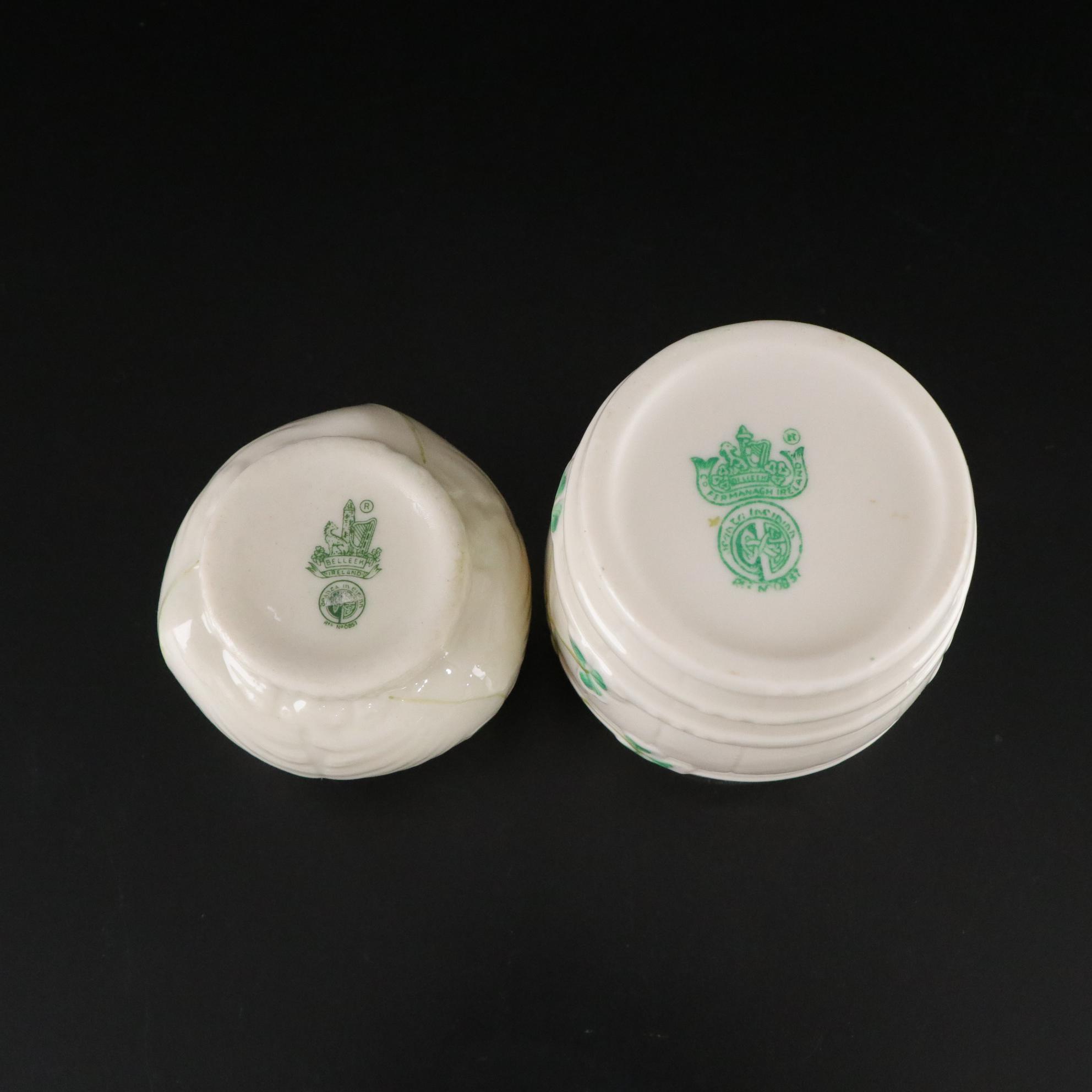 Belleek "Shamrock" Dinnerware and a Vase, Mid to Late 20th Century