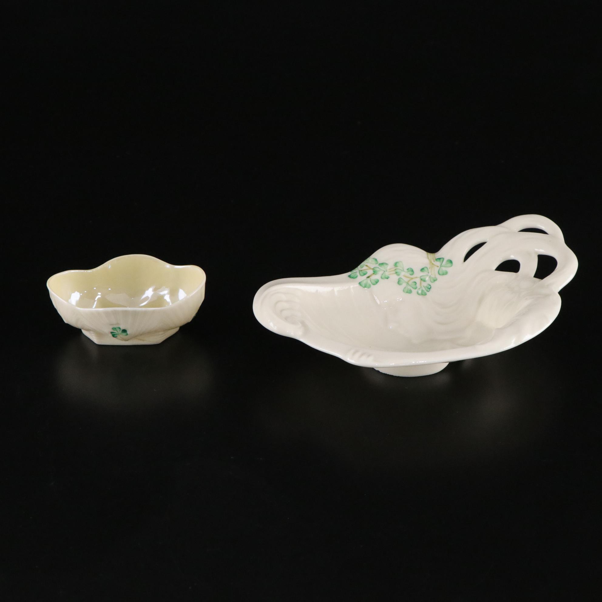 Belleek "Shamrock" Dinnerware and a Vase, Mid to Late 20th Century
