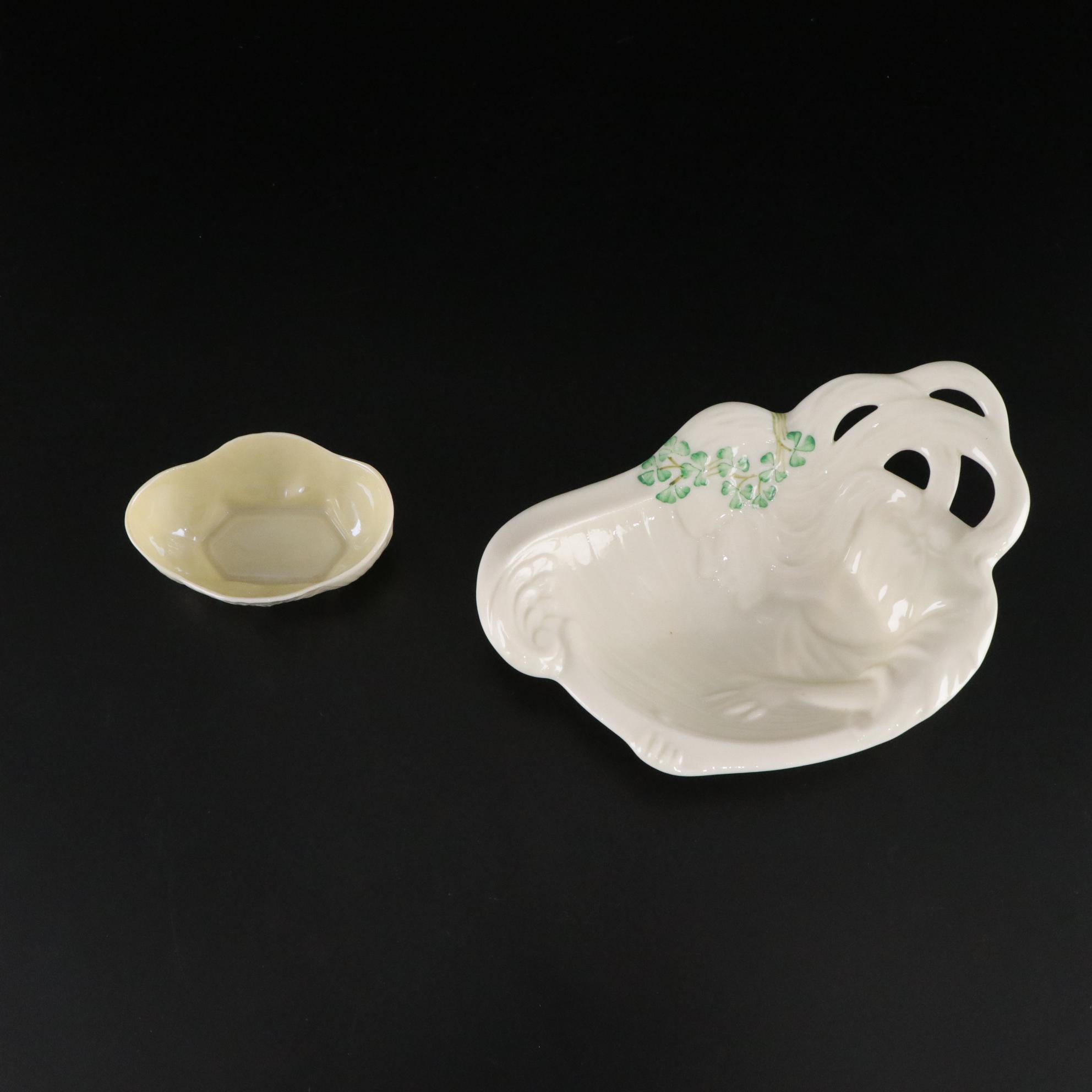 Belleek "Shamrock" Dinnerware and a Vase, Mid to Late 20th Century
