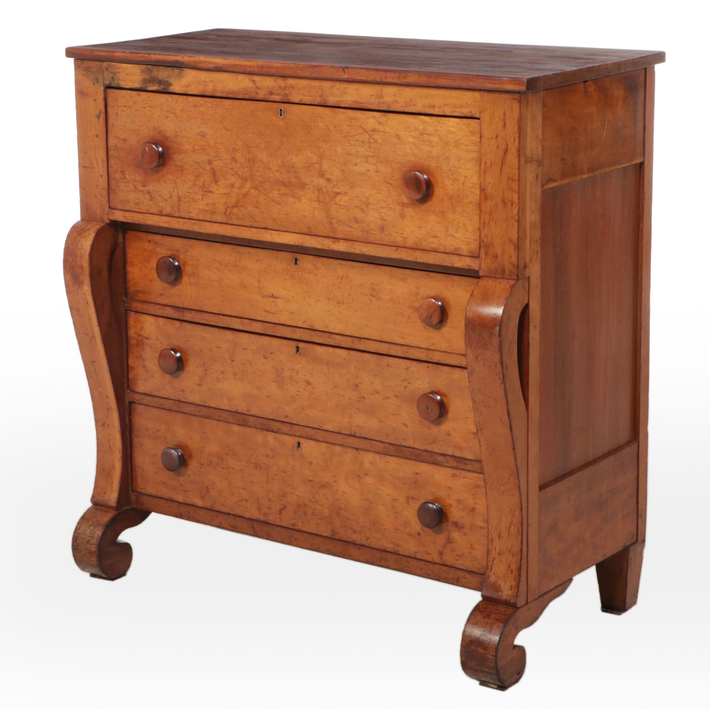 American Empire Style Cherry Chest of Drawers, Mid to Late 19th Century