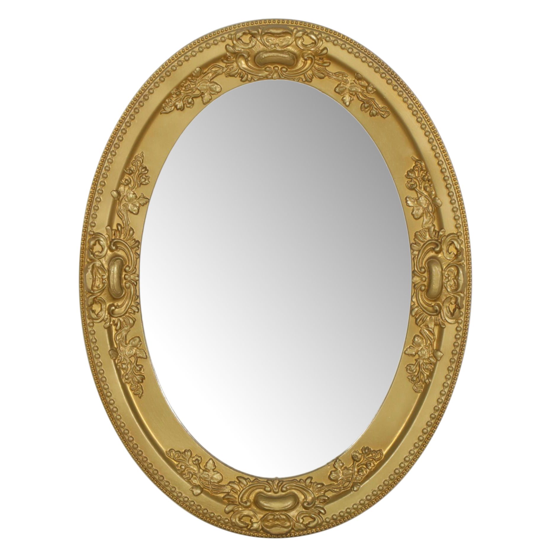 Baroque Style Gold Toned Oval Wall Mirror, Mid to Late 20th Century