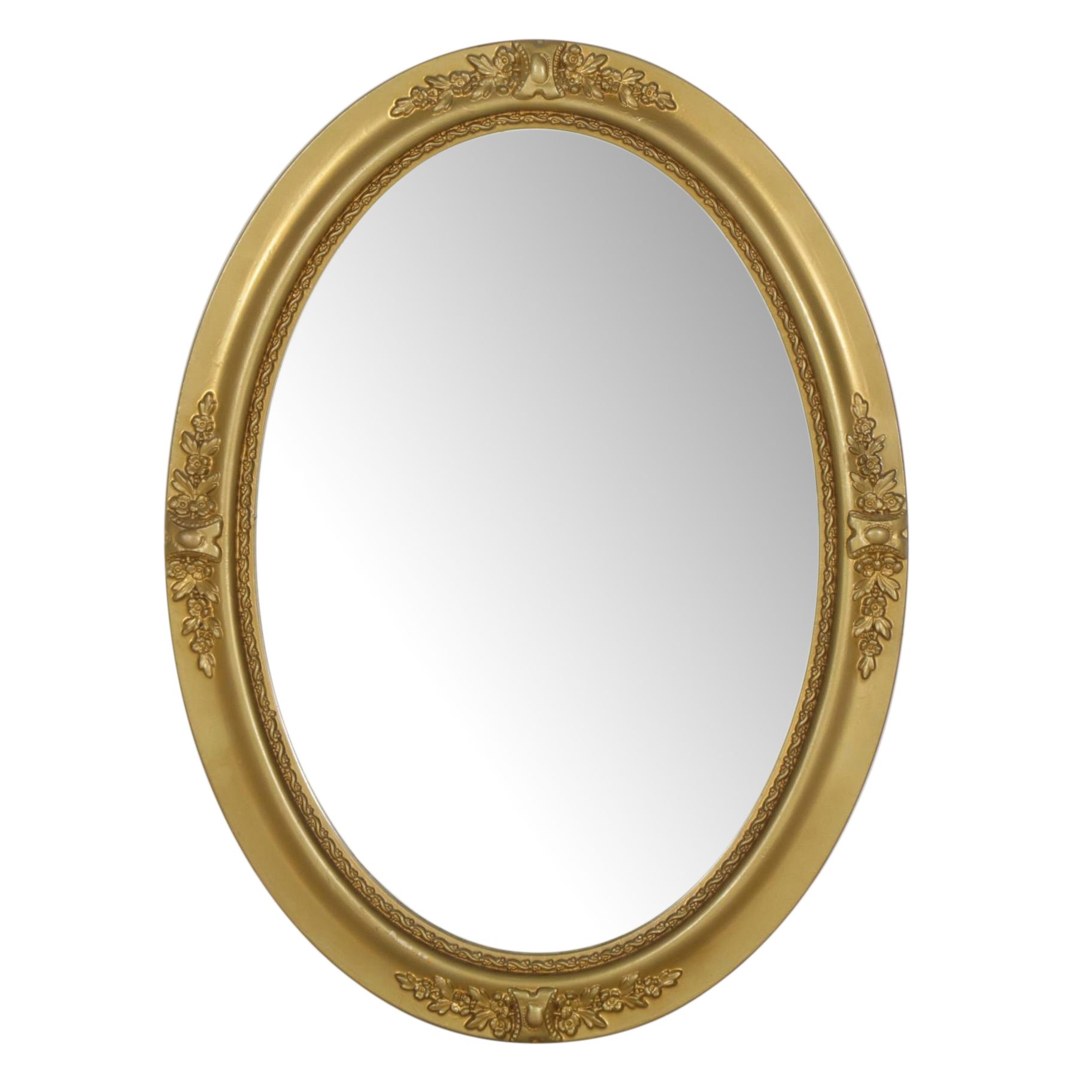 Gold-Toned Oval Wall Mirror, Late 20th Century