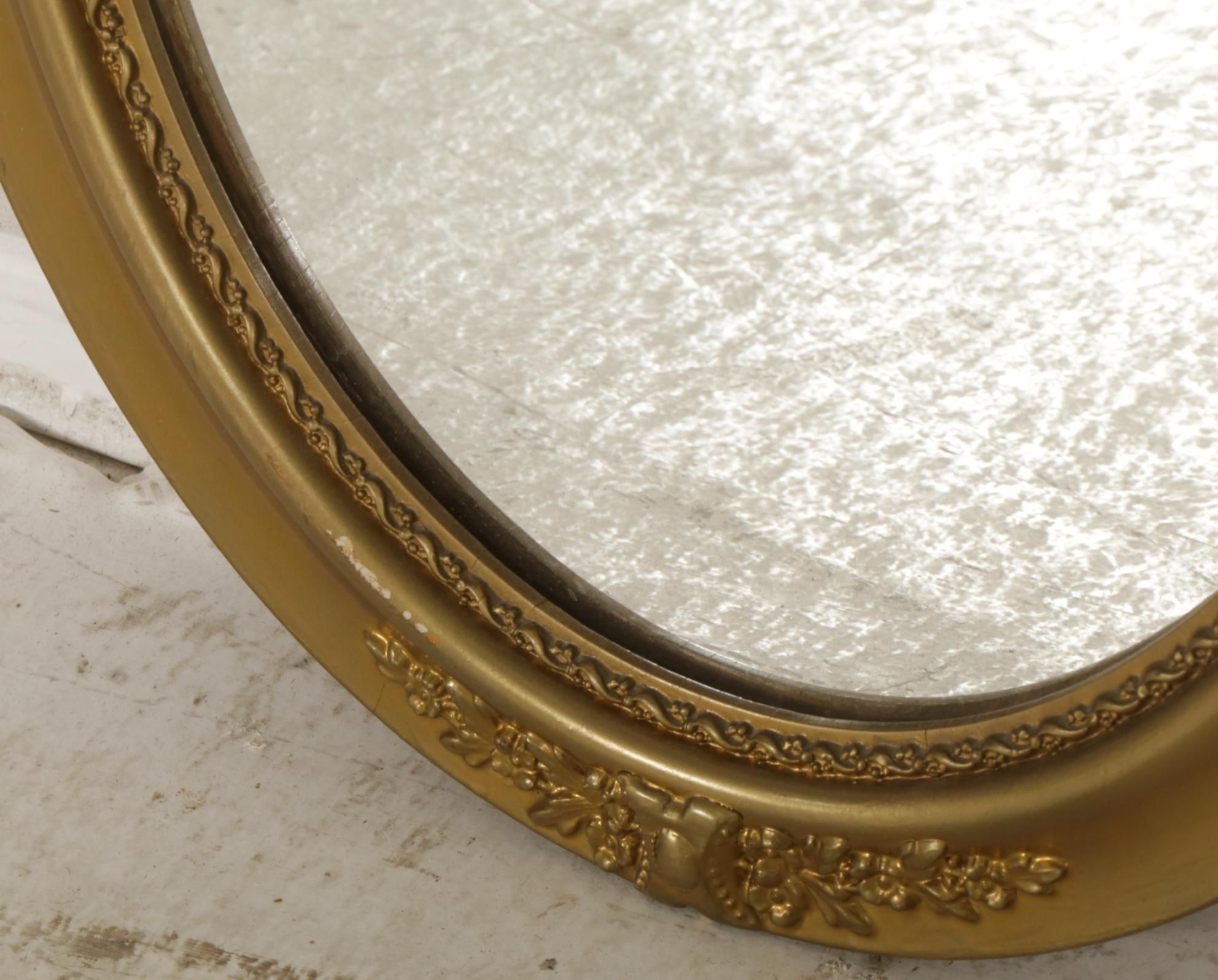Gold-Toned Oval Wall Mirror, Late 20th Century