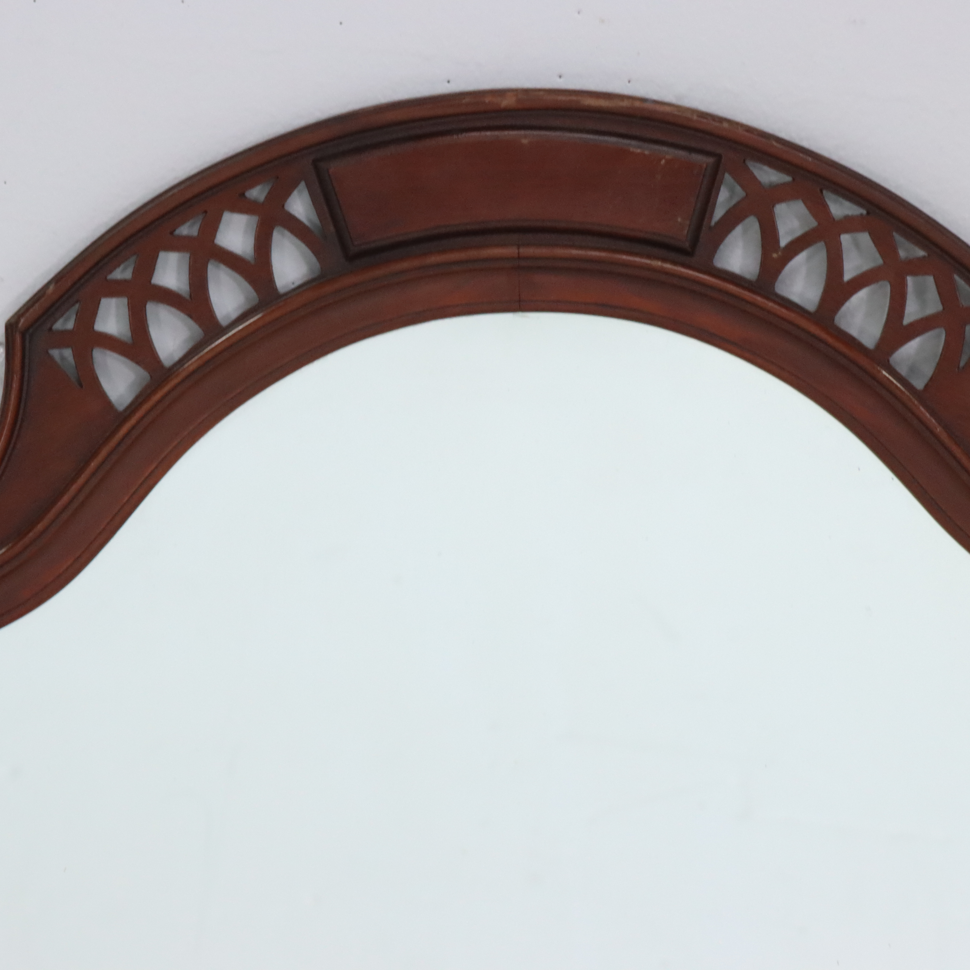 Sheraton Carved Mahogany Shield Shaped Wall Mirror, Early to Mid-20th Century