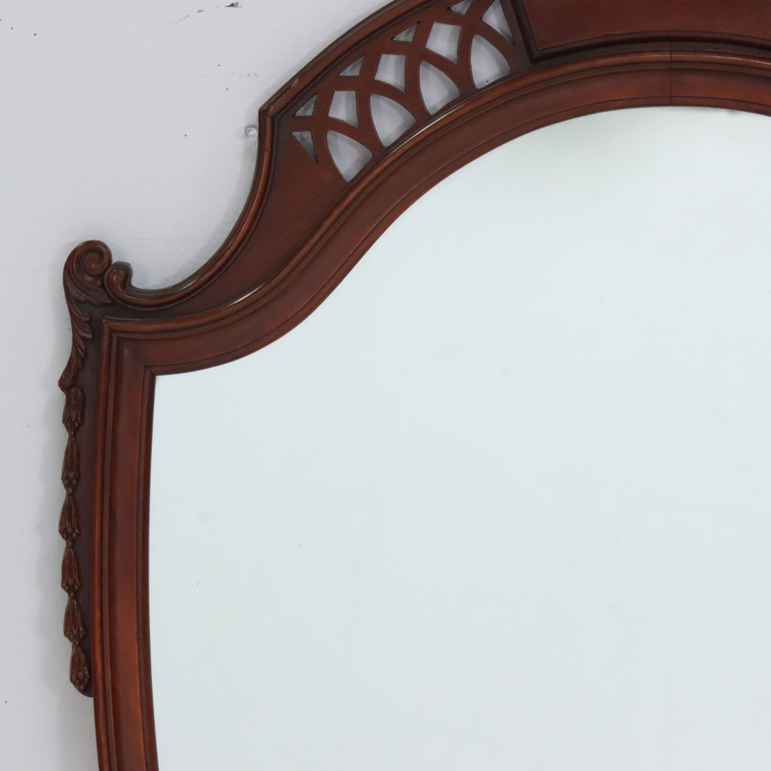Sheraton Carved Mahogany Shield Shaped Wall Mirror, Early to Mid-20th Century