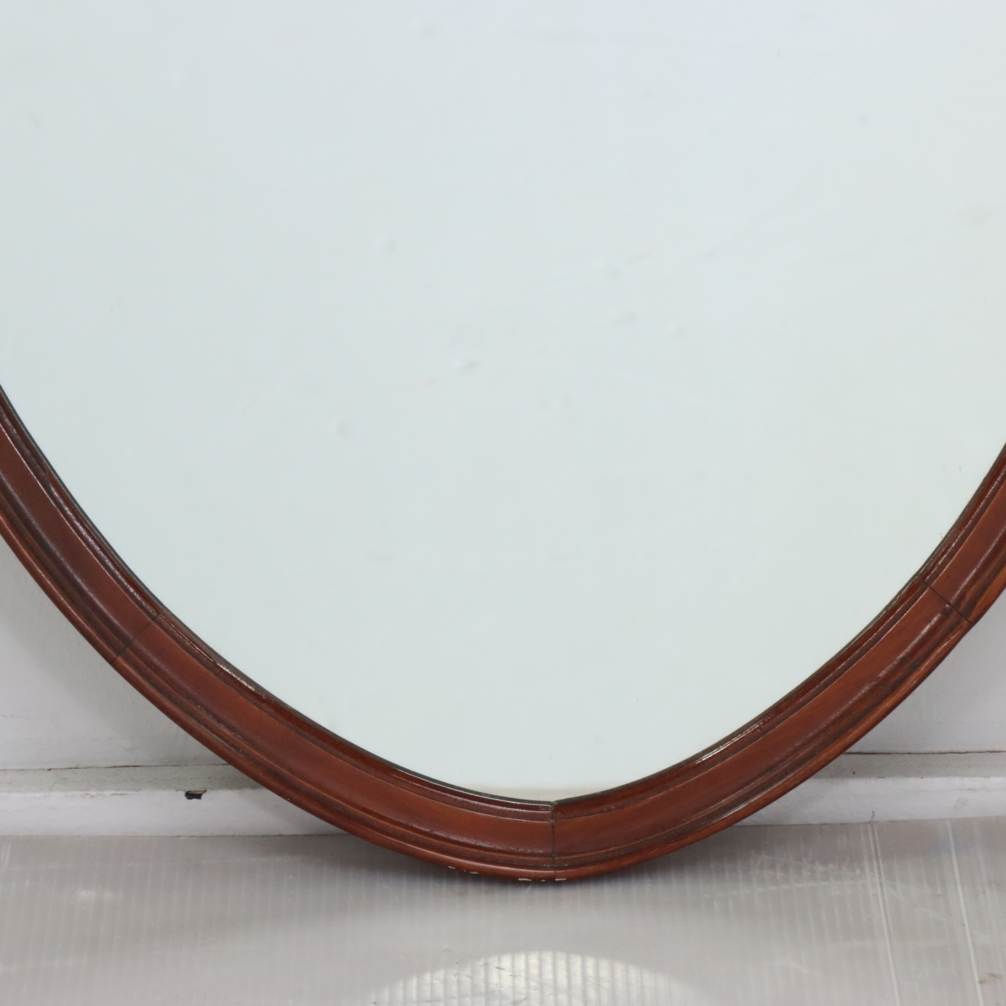 Sheraton Carved Mahogany Shield Shaped Wall Mirror, Early to Mid-20th Century